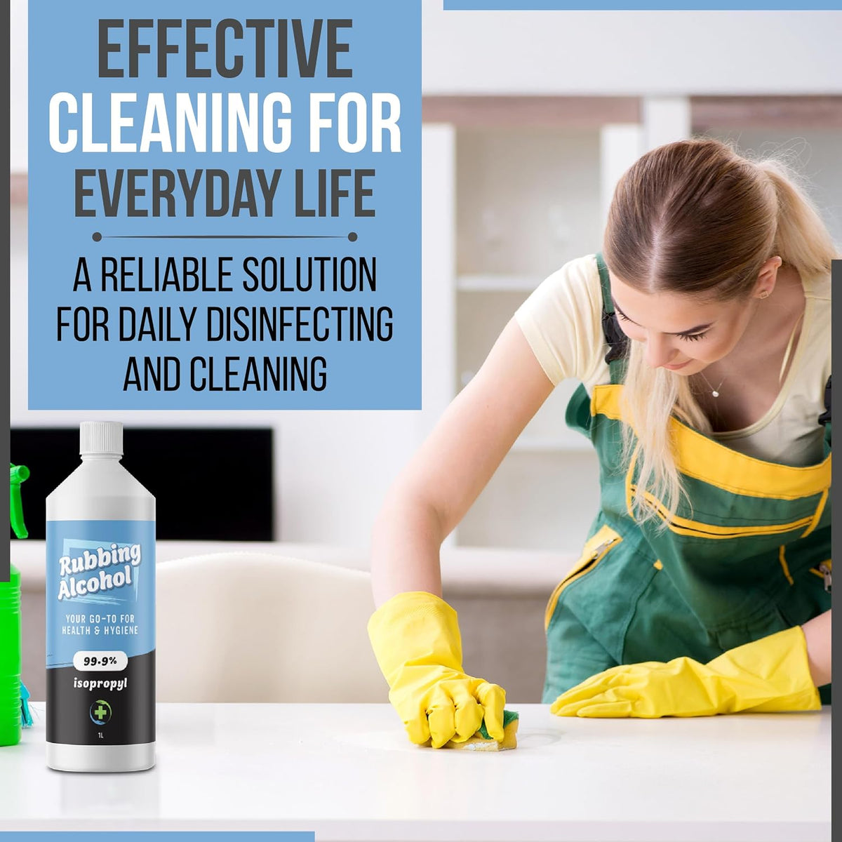 Rubbing Alcohol 1 Litre 99.9% Pure Isopropanol IPA for Cleaning, Disinfecting, Degreaser, Medical Use, Solvent for Electronics, Glass, De-icer, Painting
