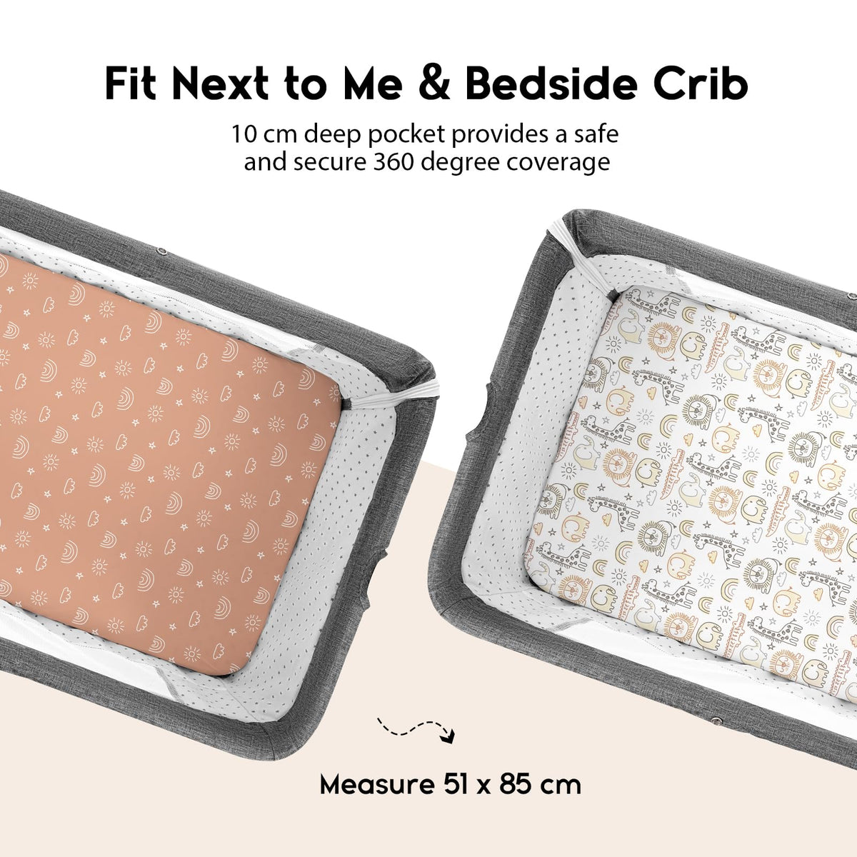 Yoofoss Moses Basket Sheets 41 x 84 cm, Fitted Soft & Breathable Microfiber Pram Sheet for Newborn Baby Boy and Girl, Crib Bassinet Mattress Protector Snuzpod Bedside 2 Pack