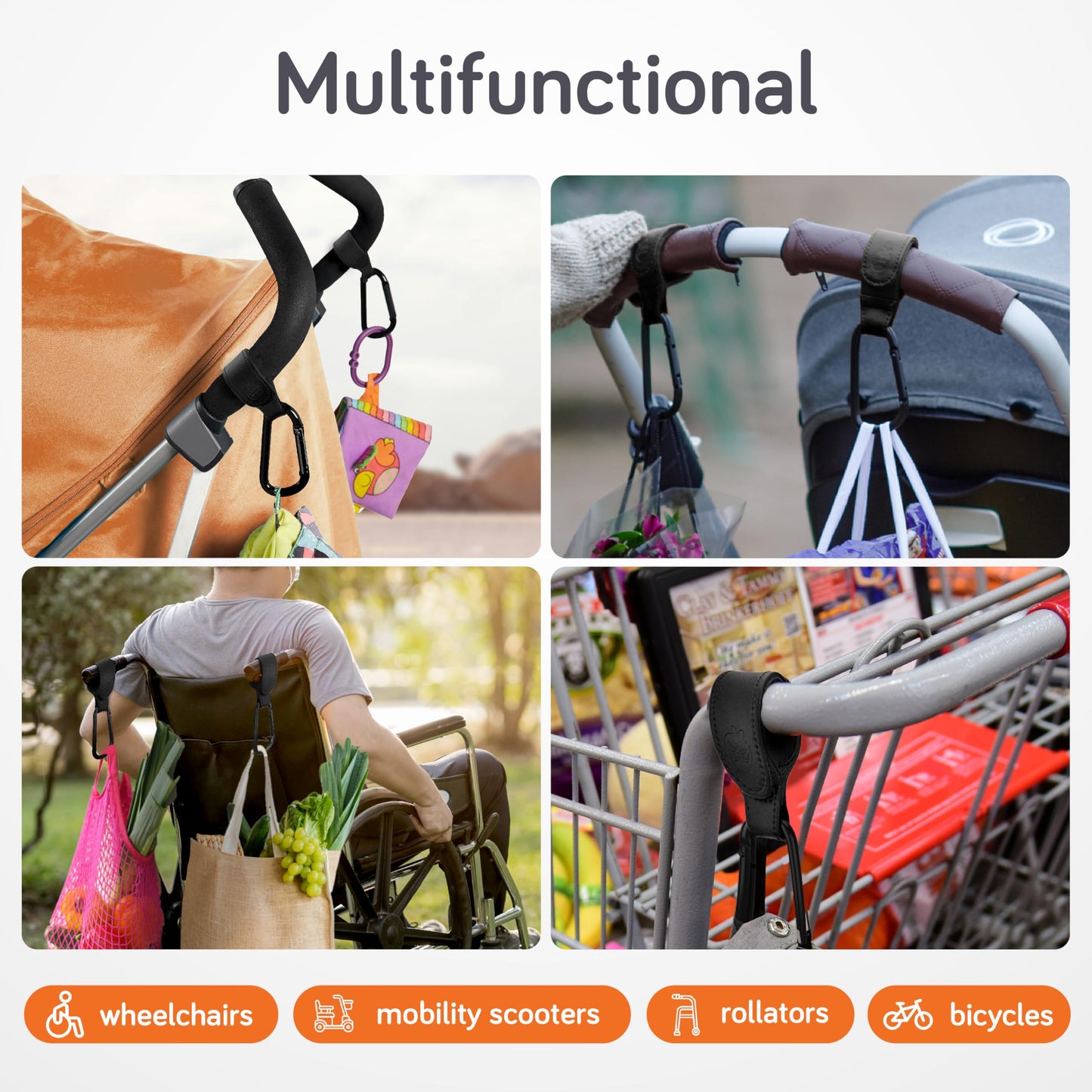Baby Uma Buggy Clips - 2022 Double-Platinum Winning Pram Clips, Universal Pram Accessories, 5 kg Weight Capacity & Non-Slip, Baby Travel Essentials