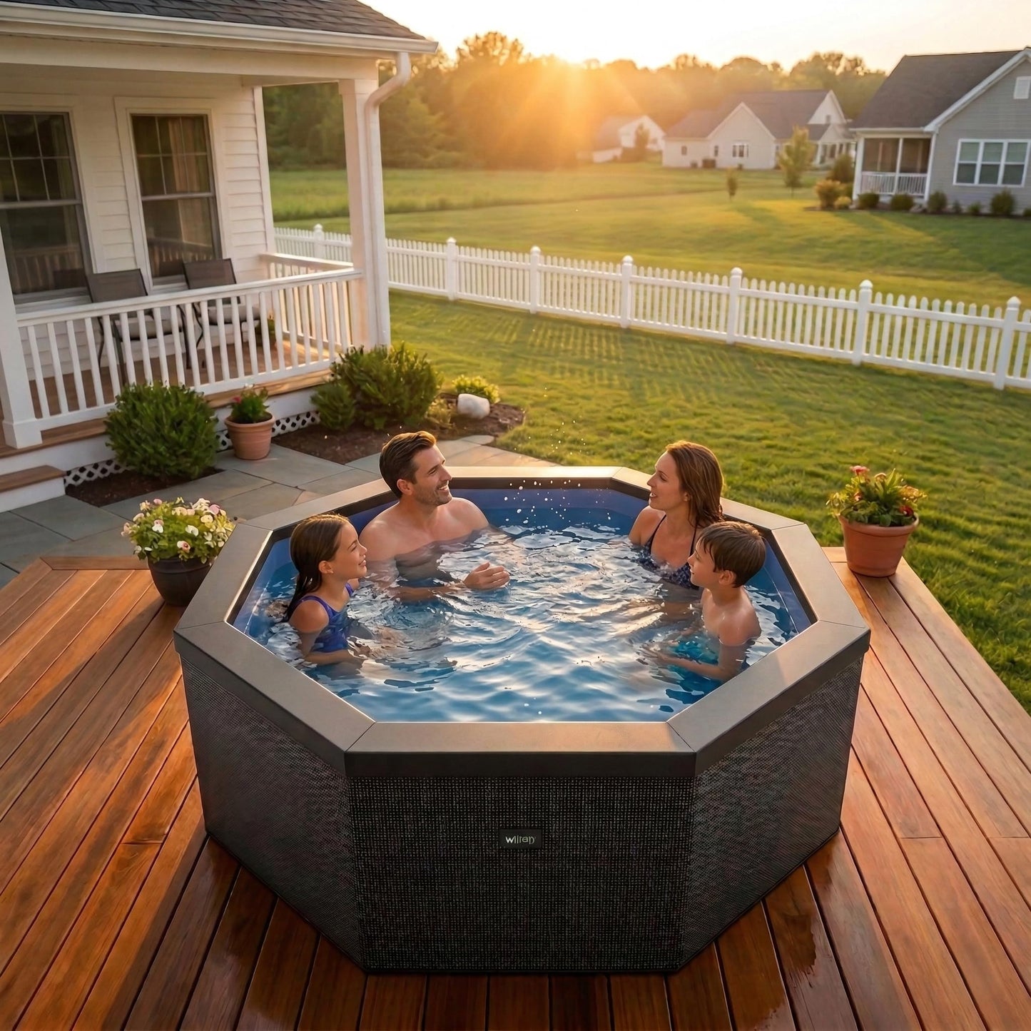 Wave Como 6 Person Eco Foam Hot Tub | Portable Outdoor Spa with Rapid Heating | Durable PVC Material | Easy Setup | Ideal for Garden and Patio Relaxation (Charcoal Black, 6 Person | EnergySave Bundle)