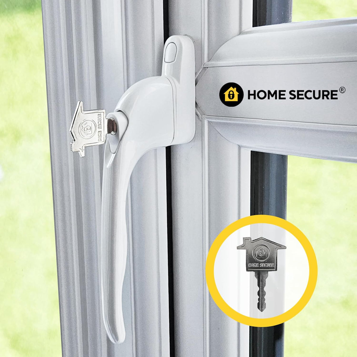 Home Secure™ Universal Locking uPVC Window Handle with Keys – Espag Window Handle Replacement, Reversible Left or Right, Multi-Spindle Fit, White