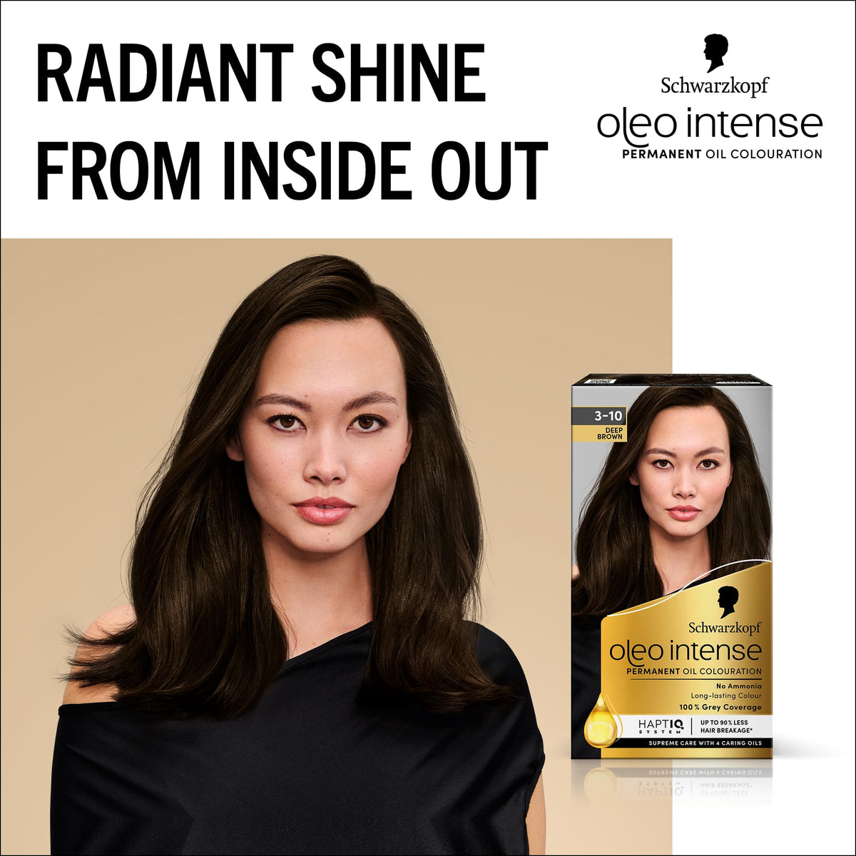 Schwarzkopf Oleo Intense Permanent Hair Colour 4-60 Gold Brown | Ammonia Free Oil Hair Dye | 100% Grey Coverage | Long-Lasting Rich Colour | With HaptIQ System & Caring Oil Mask (Pack of 2)