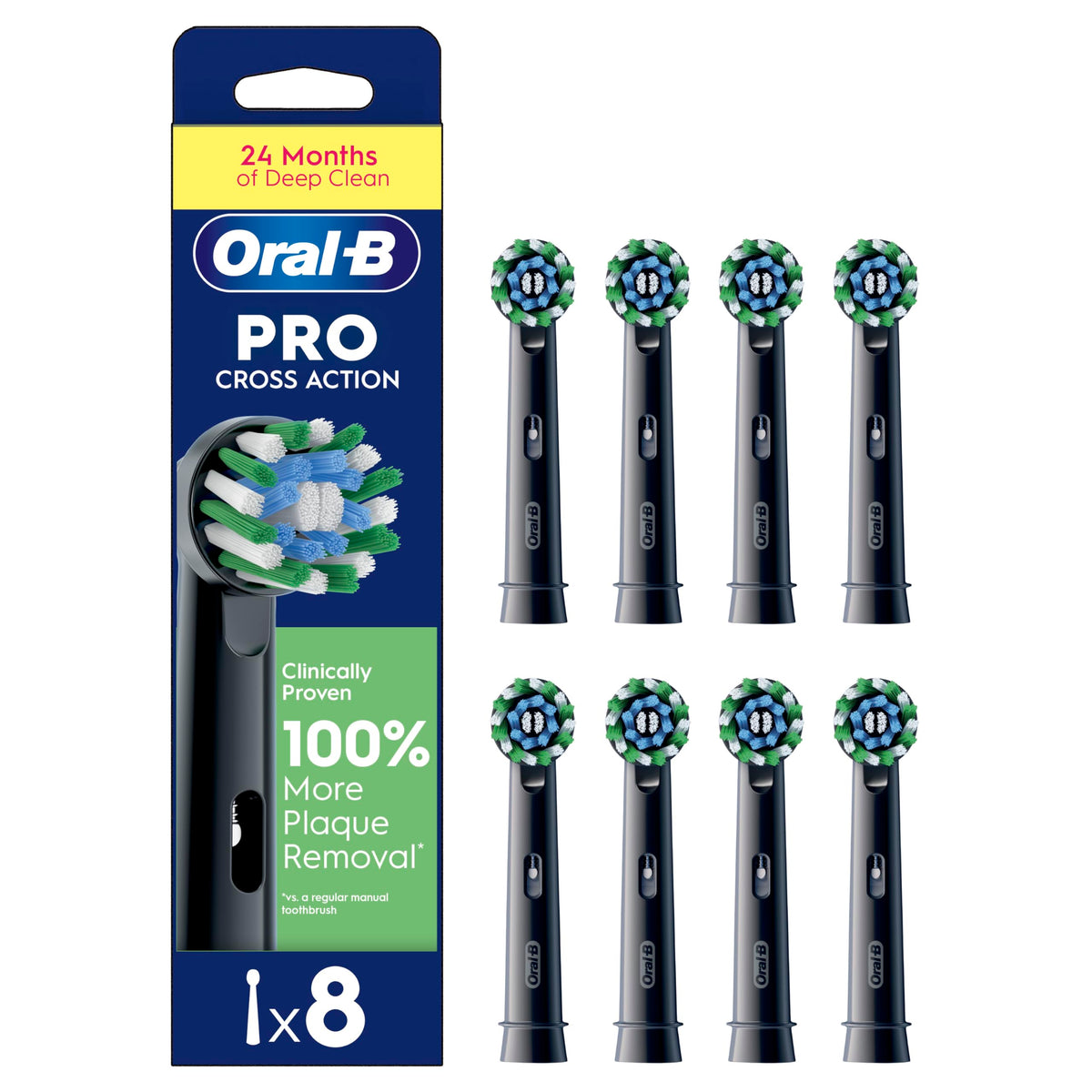 Oral-B Pro Cross Action Electric Toothbrush Heads, 4 Count, Black