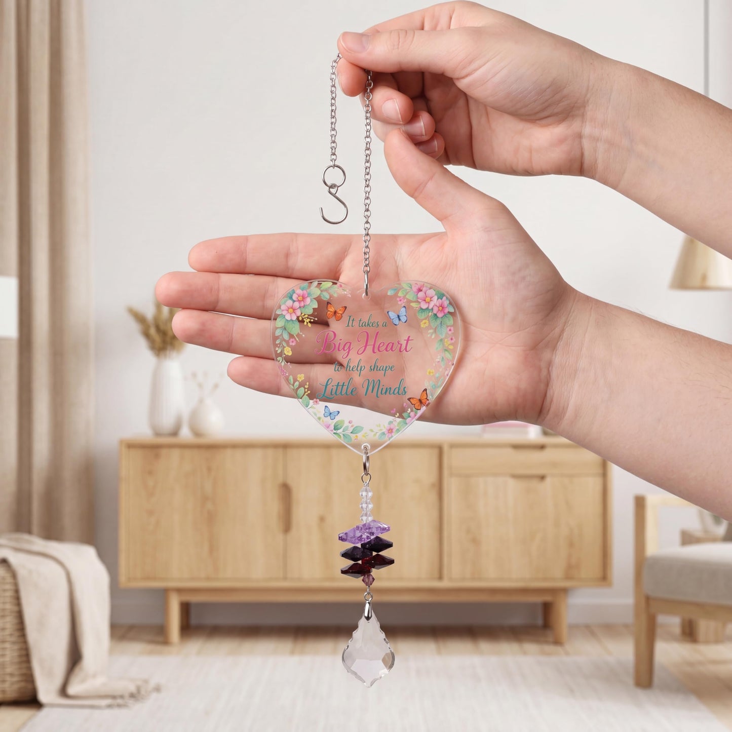 Teacher Gifts for Women Thank You Teachers Crystal Suncatcher Ornaments Teachers Day Graduation Retirement Christmas Birthday Appreciation Gift (Thanks)