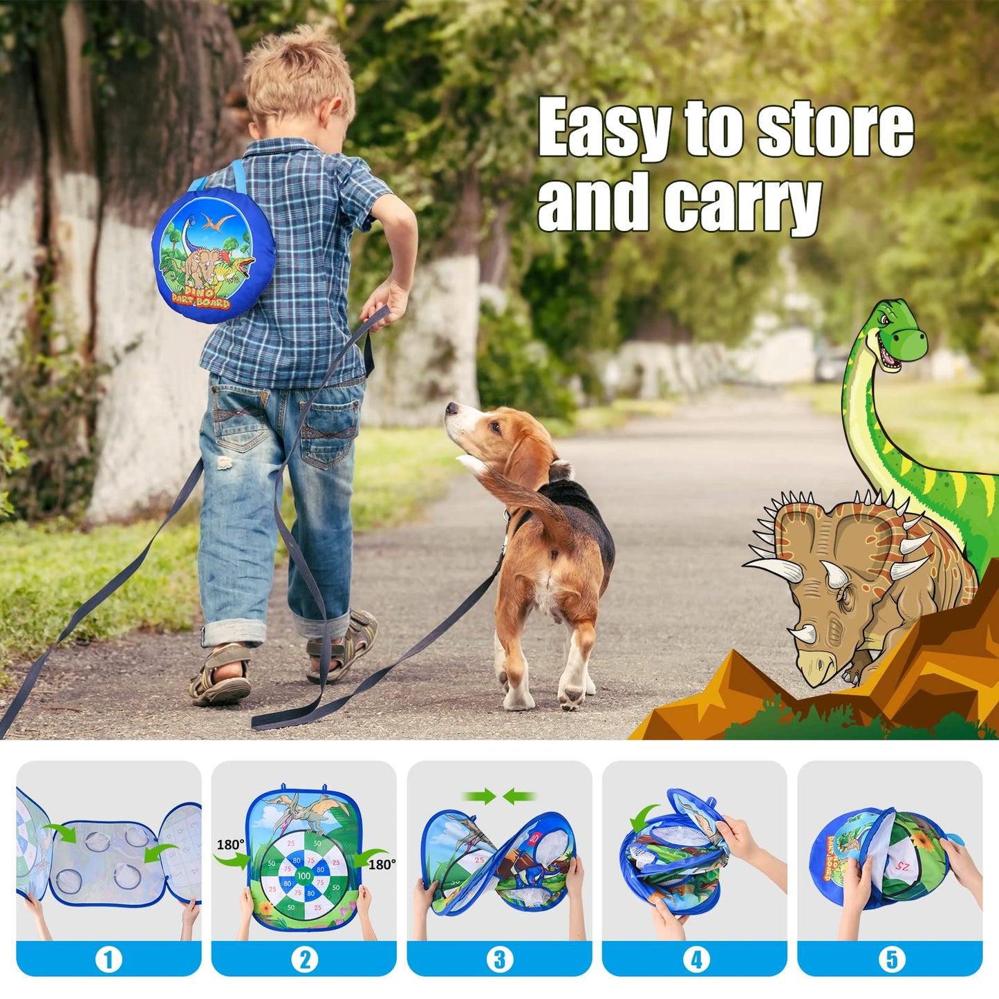 5 in 1 Portable Bean Bags Toss Games, Ring Toss Games for Kids, Outdoor Toys Garden Games Birthday Party Supplies 30 Pcs Combo Set Cornhole Game