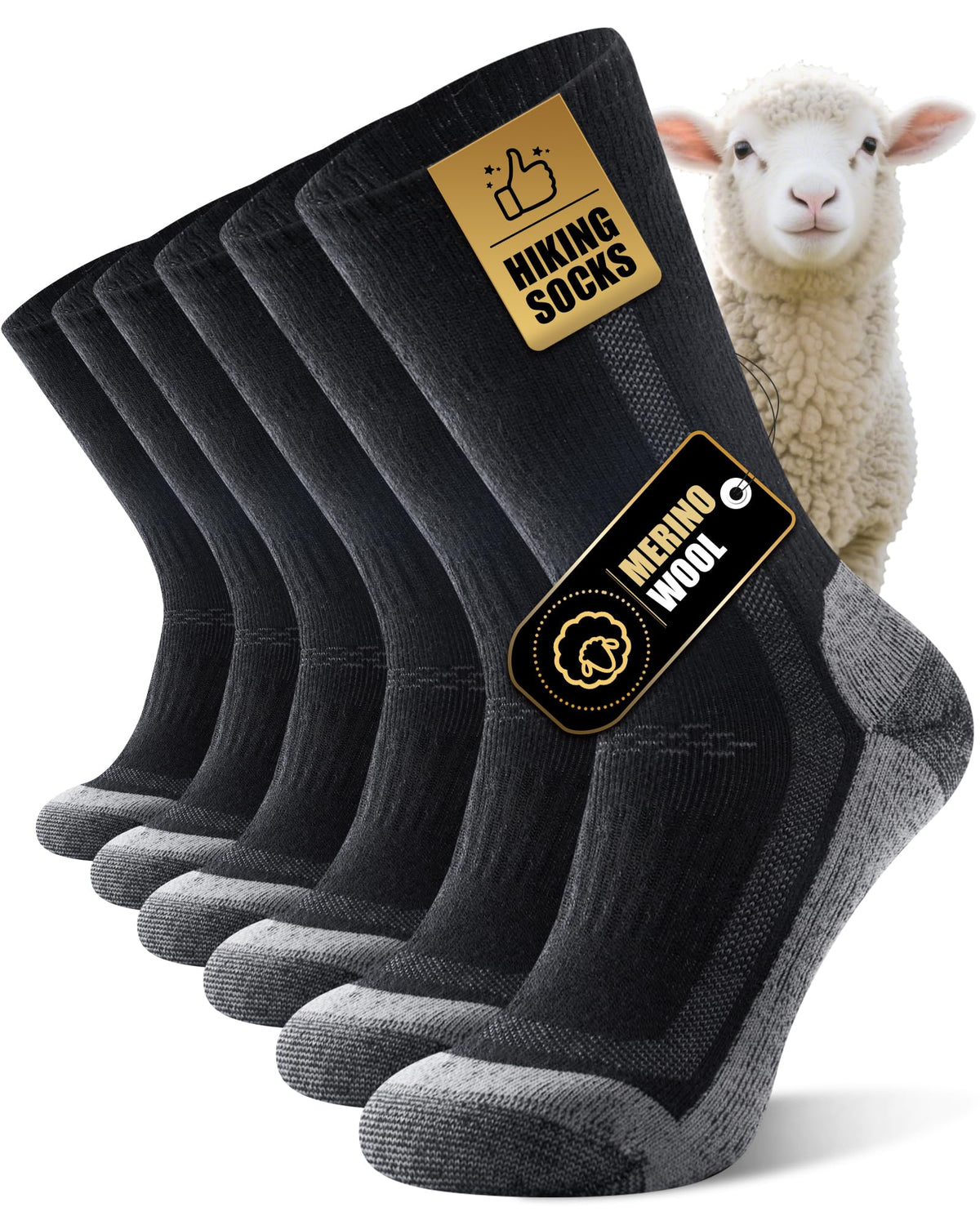 Merino Wool Hiking Socks for Men Women, Thermal Thick Warm Socks
