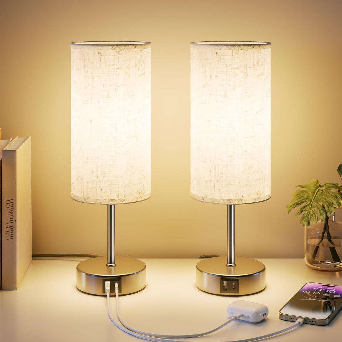 Bedside Lamp, Touch Table Lamp for Bedroom, Living Room & Office