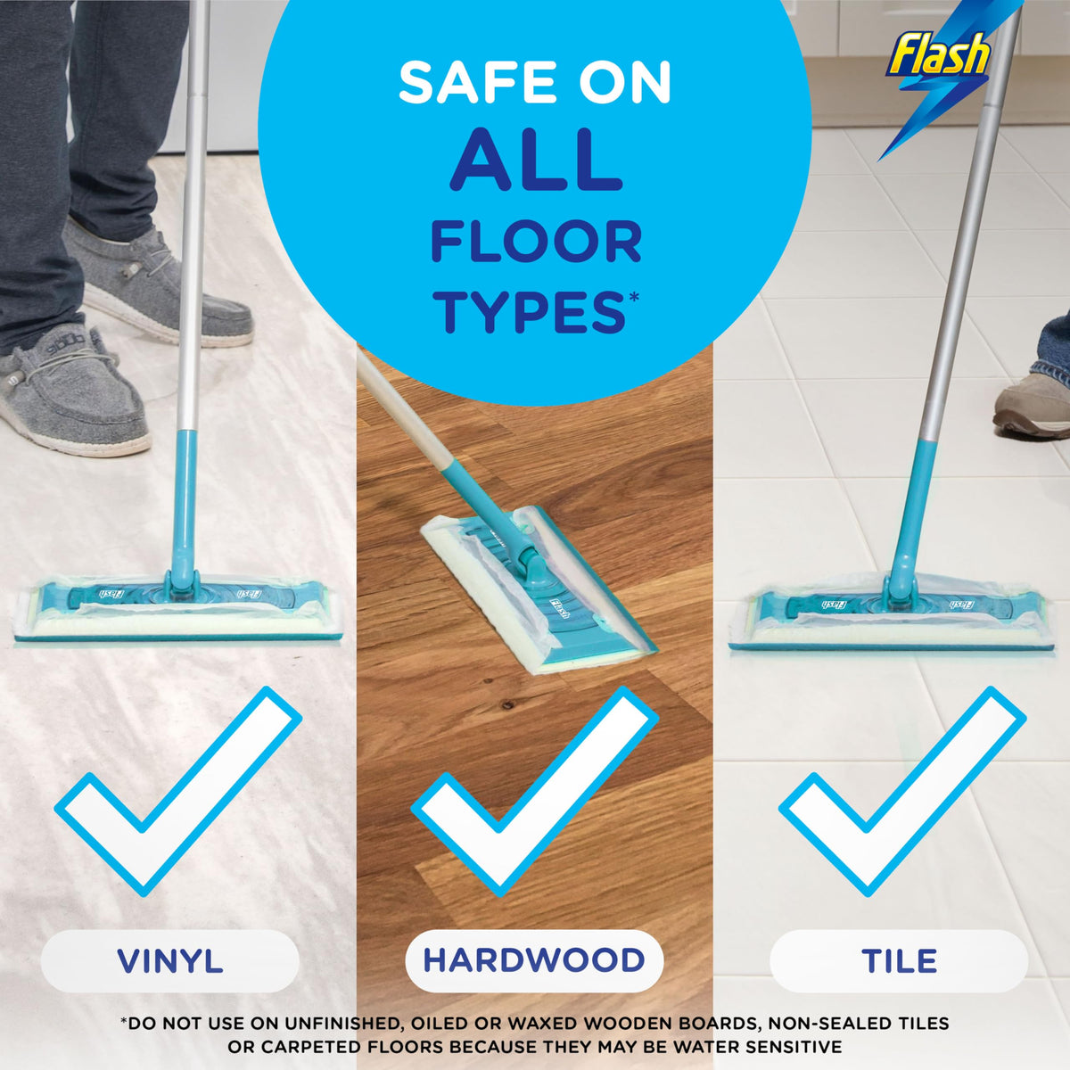 Flash Speedmop Wet Mop Floor Cleaner Starter Kit 1 Mop, 6 Wet Lemon Refills