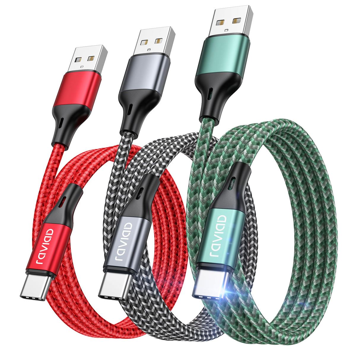 RAVIAD USB C Charger Cable [0.3M+1M+2M 3Pack]USB to USB C Cable Fast Charge