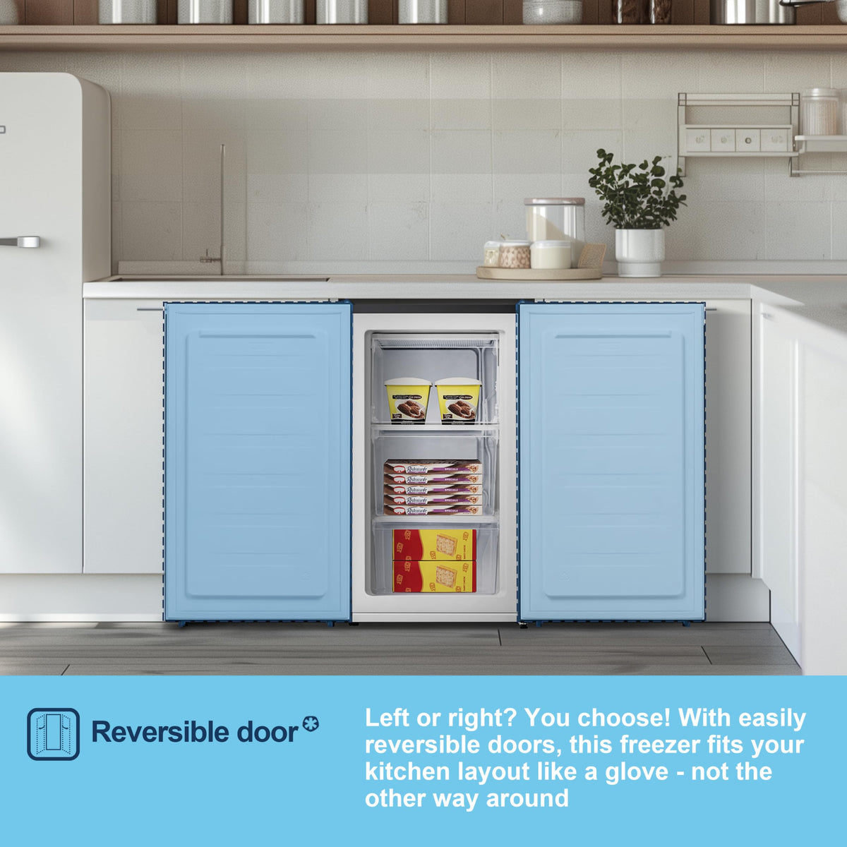 Fridgemaster 45L Table Top Mini Fridge MUR4545, 45cm Compact Refrigerator with Adjustable Thermostat, Reversible Door, 39dB Low Noise, White, Energy Class E