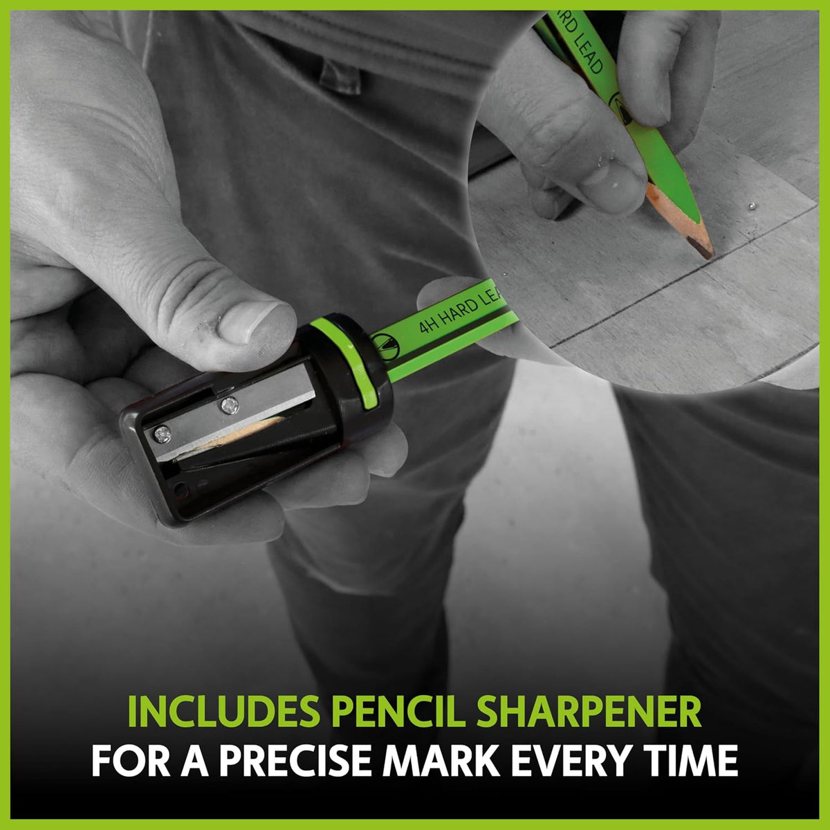 Tracer 4H Hard Lead Carpenters Pencils 12 Pack with Sharpener