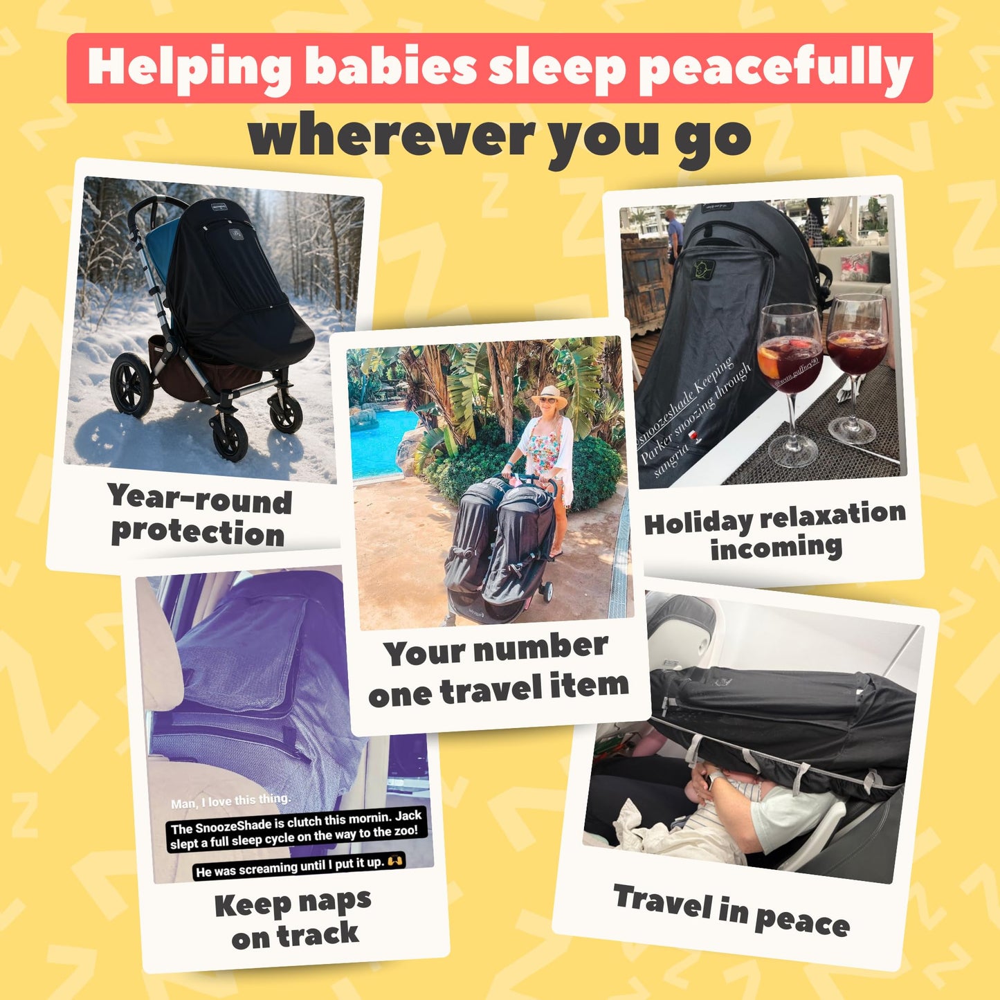 SnoozeShade Plus Extra Pram and Stroller Sun Shade Cover Blocks 99% UV UPF50+ Baby Sleep Aid and Breathable Blackout Canopy for Pushchairs Buggies and Travel Strollers