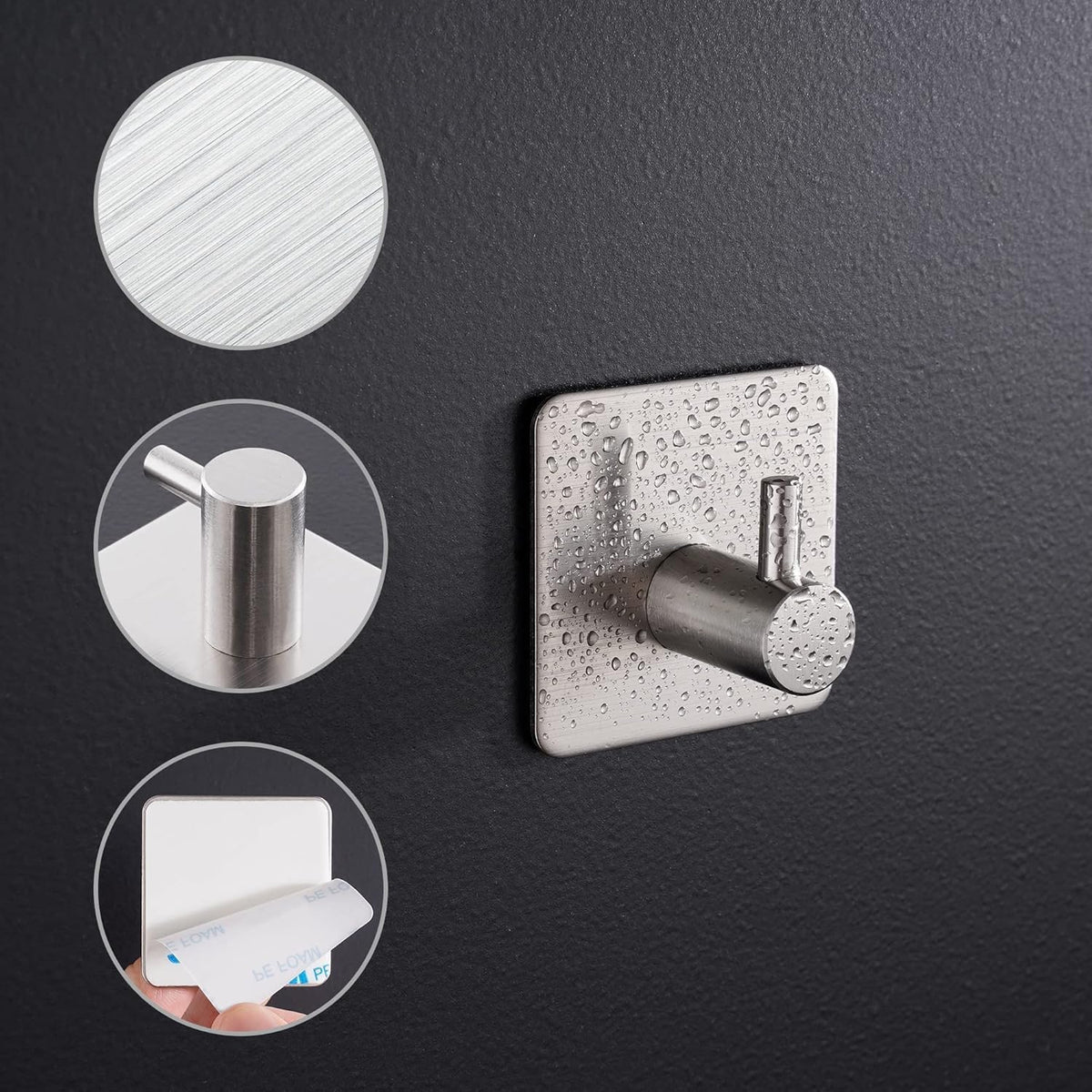 Aikzik 4 Pack of Self Adhesive Hooks, Max 8kg Load Sticky Hooks, Tea Towel Hooks, Versatile Self-Adhesive Wall Hooks for Use in Bathrooms, Kitchens, Doors, Cupboards, Bed Curtains, Towels, Key