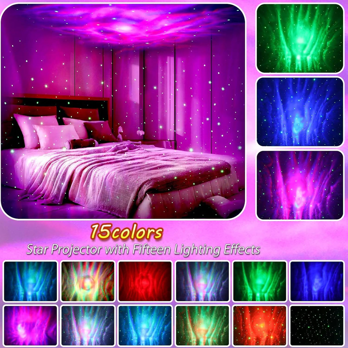 CAIYUE Star Projector Galaxy Projector, Exquisite Nebula Night Light Projector, Ocean Wave Galaxy Light with Remote Control,with Adjustable Speed and Brightness, Adults, Bedroom,Party