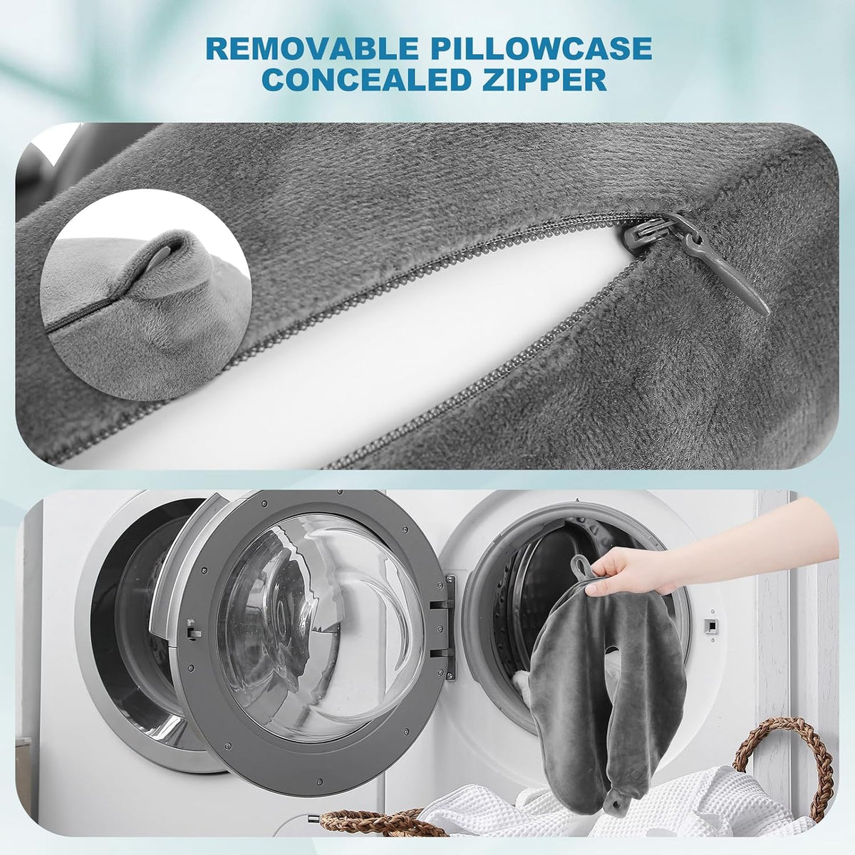 Cirorld Inflatable Travel Pillow, Blow up Neck Pillow for Travel, Lightweight Inflatable Travel Pillow for Airplane with Eye Mask and Earplugs—Travel Essentials for Flying, Grey