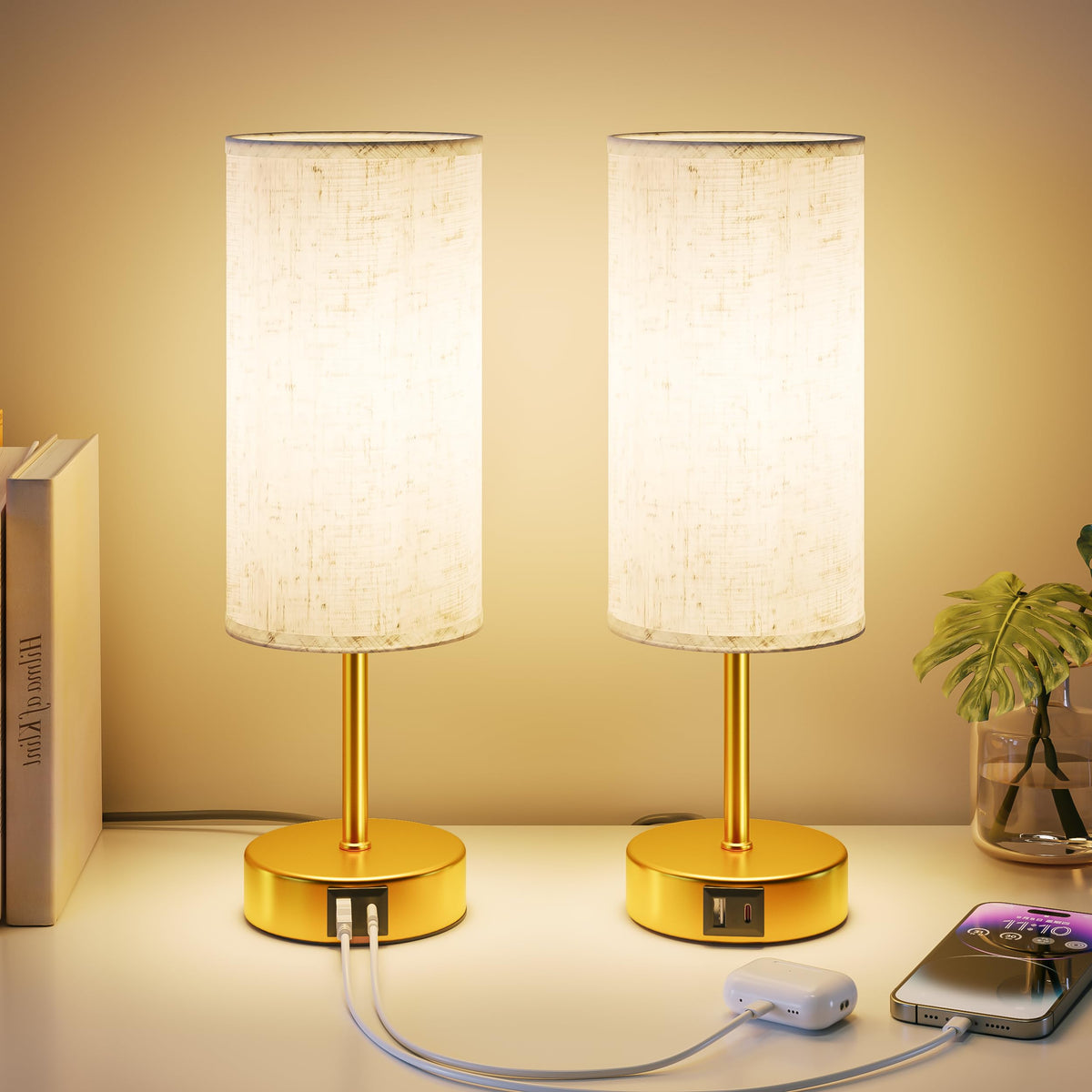 Bedside Lamp, Touch Table Lamp for Bedroom, Living Room & Office