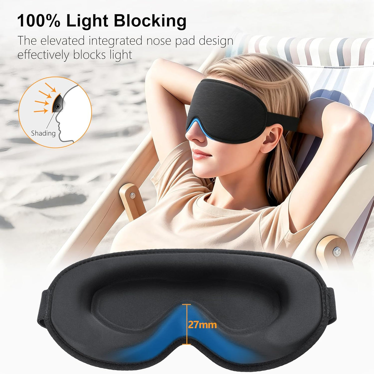 Gritin 100% Blackout Sleep Mask for Women & Men-Zero Eye Pressure Eye Mask