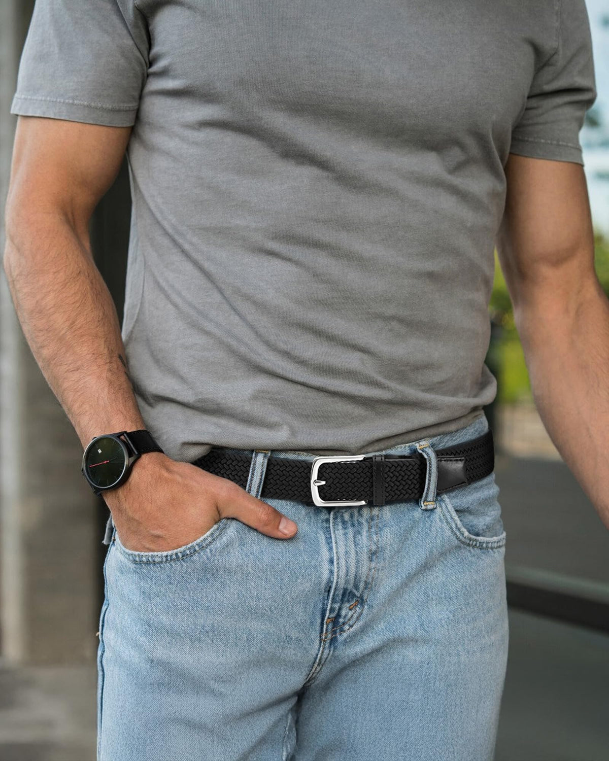 CHAOREN Elastic Belts for Men, Stretch Webbing Belt for Golf & Jeans 1 3/8"