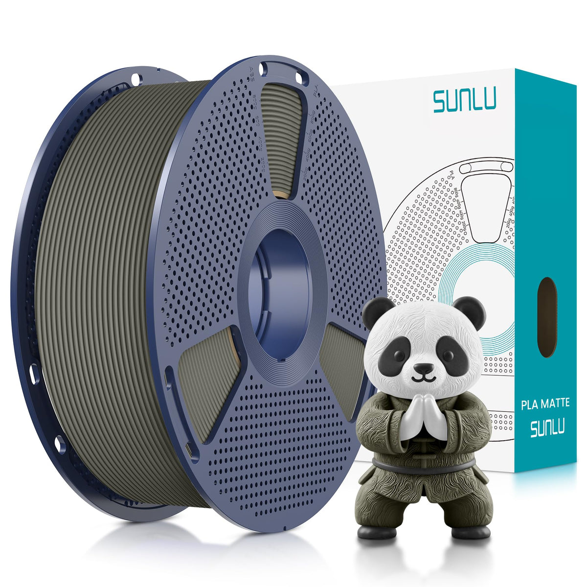 SUNLU Matte PLA 3D Printer Filament 1.75mm, Matte Black 1KG