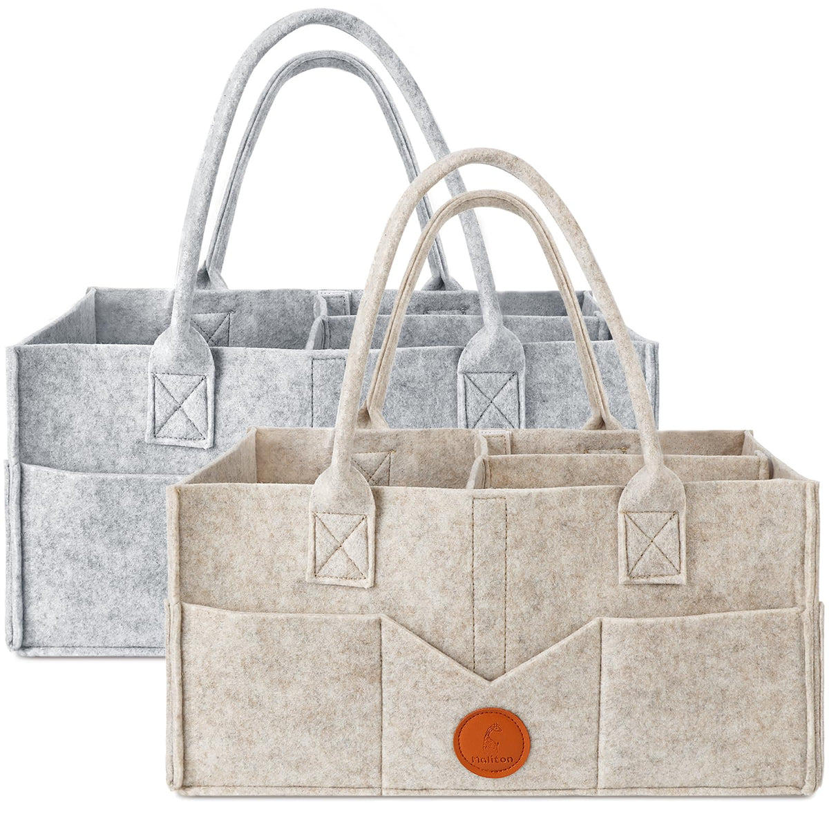 Maliton Nappy Caddy Organiser with 8 Pockets & Removable Dividers (Khaki)