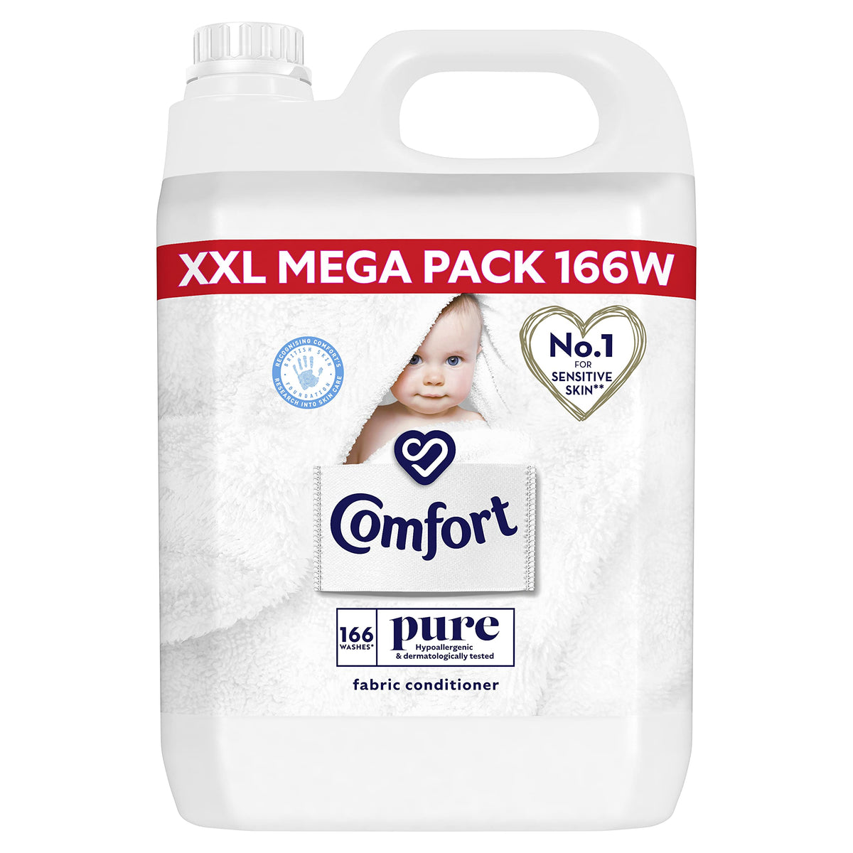 Comfort Pure Sensitive Fabric Conditioner dermatologically tested gentle next to sensitive skin 160 washes (4.8 L)