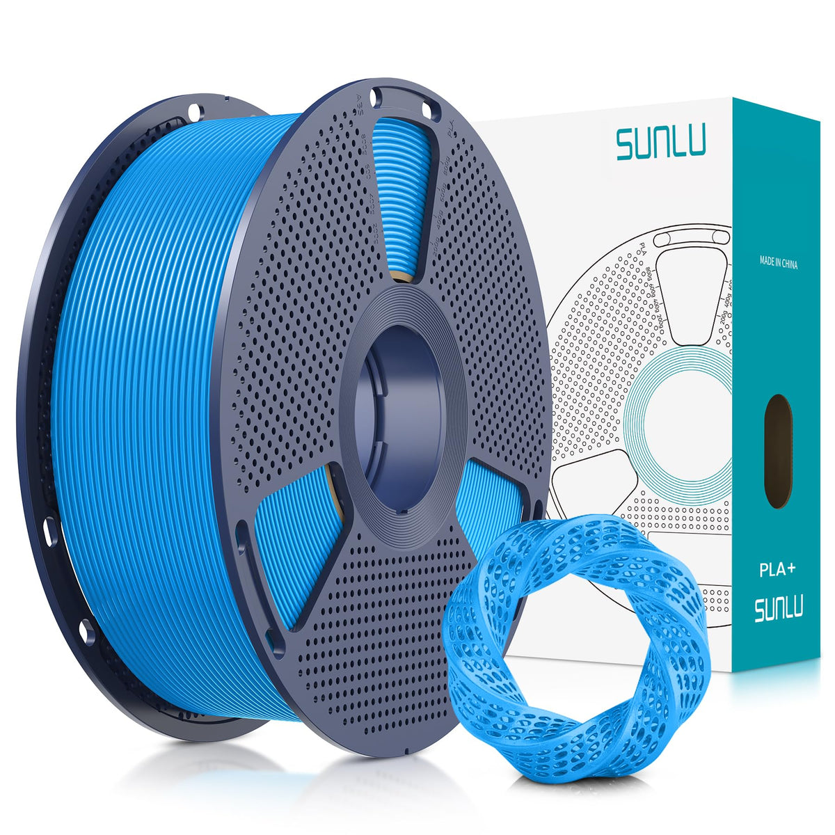 SUNLU PLA+ 3D Printer Filament, Tougher PLA Plus Filament 1.75mm, 1KG Black