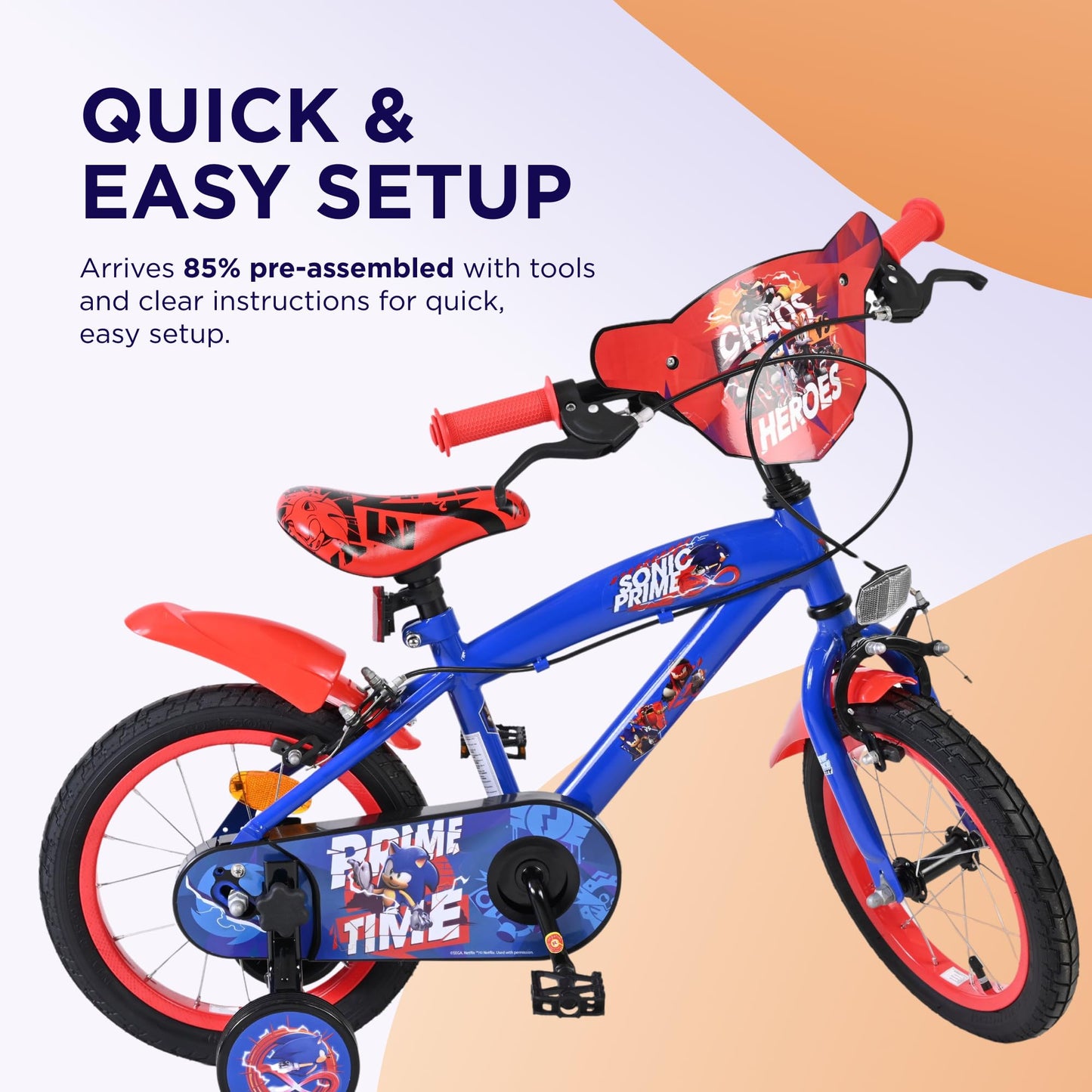 Volare Official Marvel Spider-Man Kids Bike 12" with Stabilisers — Ages 3-4