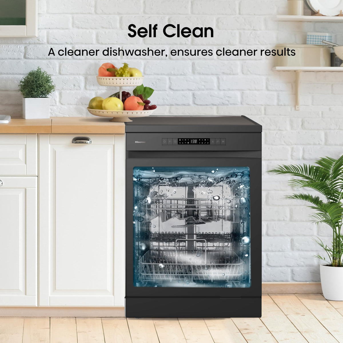 Hisense HS523E15WUK Slimline 10 Places Free Standing Dishwasher White with 30 Minutes Quick Wash [Energy Class E]