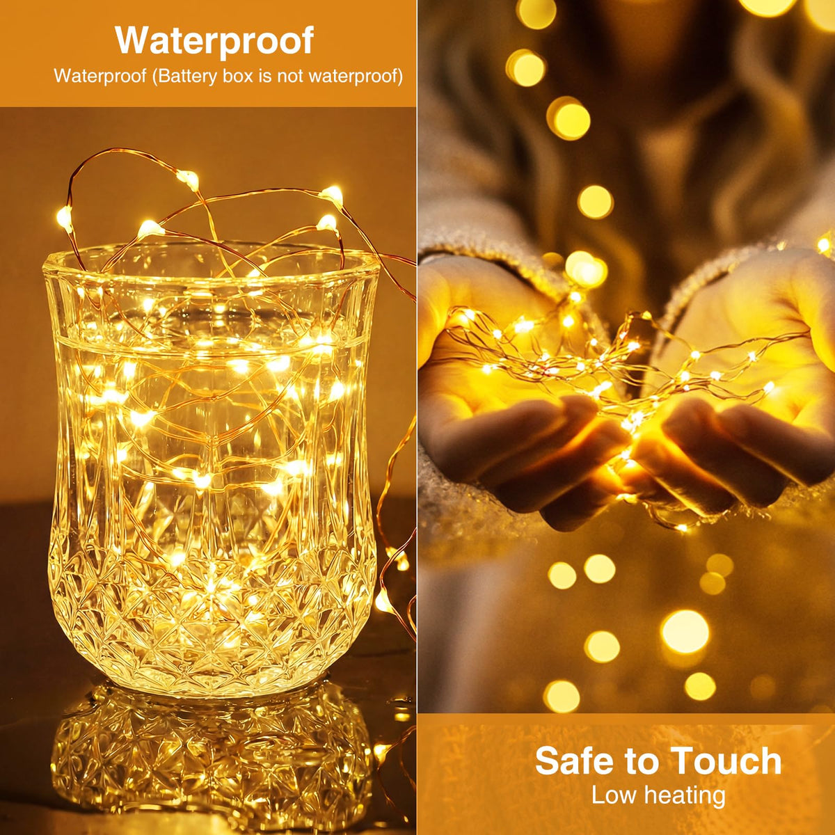 litogo Halloween Orange Fairy Lights Battery Operated with Timer, 3M 30 LED