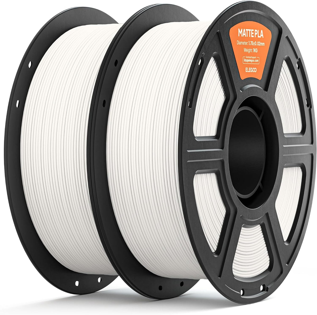 ELEGOO Matte PLA 3D Printer Filament 1.75mm White 2KG, Matte Finish