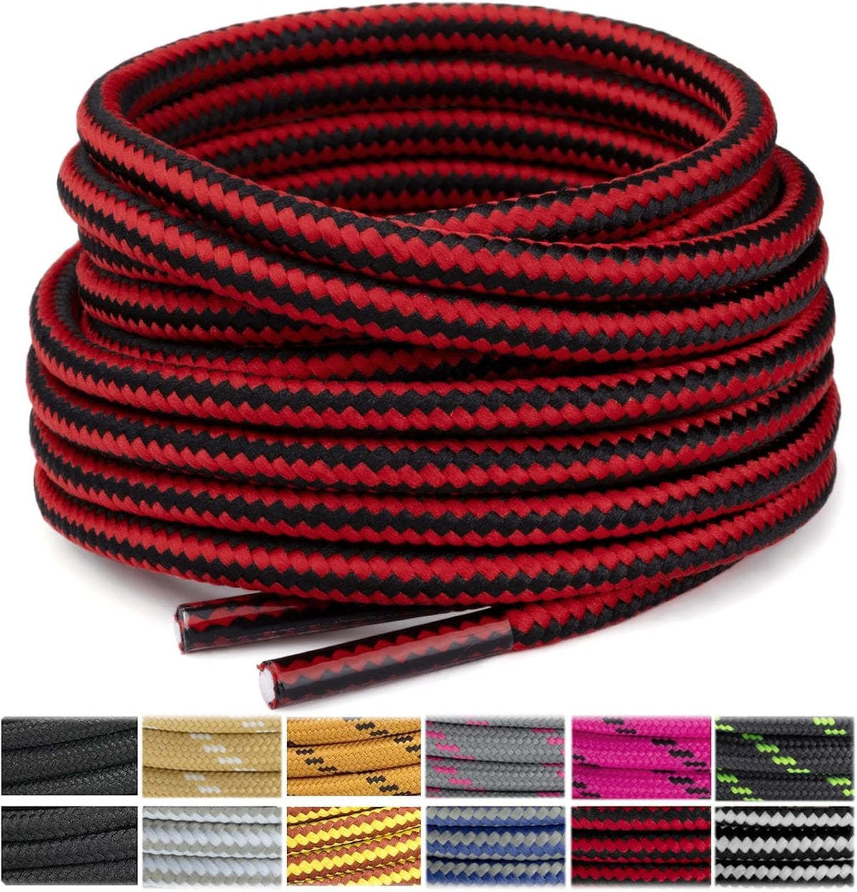 Stepace 2 Pairs Round Heavy Duty Boot Laces for Hiking and Work Boots