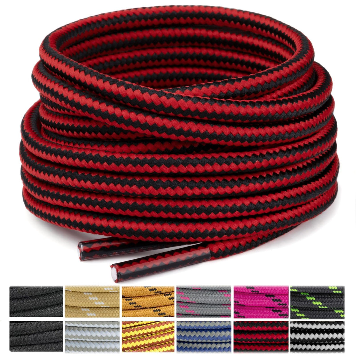 Stepace 2 Pairs Round Heavy Duty Boot Laces for Hiking and Work Boots
