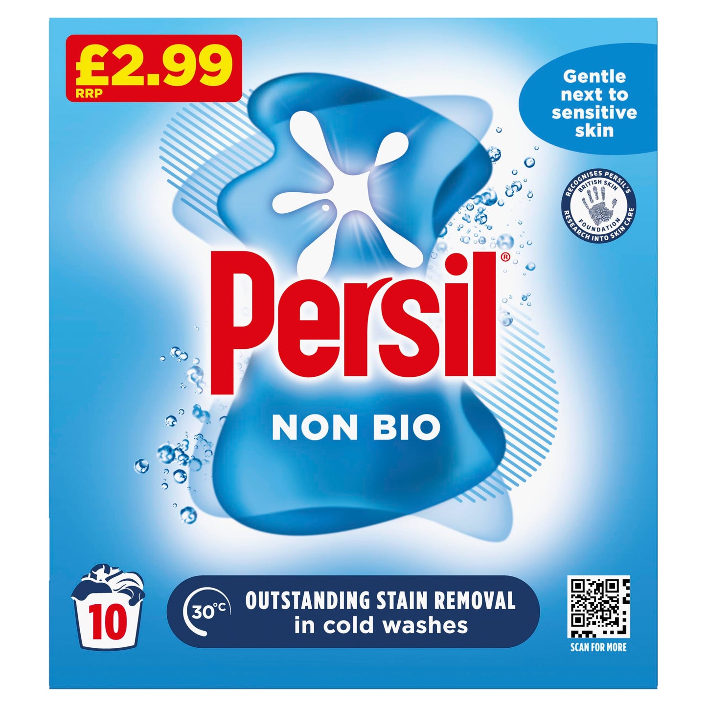 Persil Non Bio Washing Powder gentle next to sensitive skin for outstanding stain removal in cold washes 10 washes (500 g)