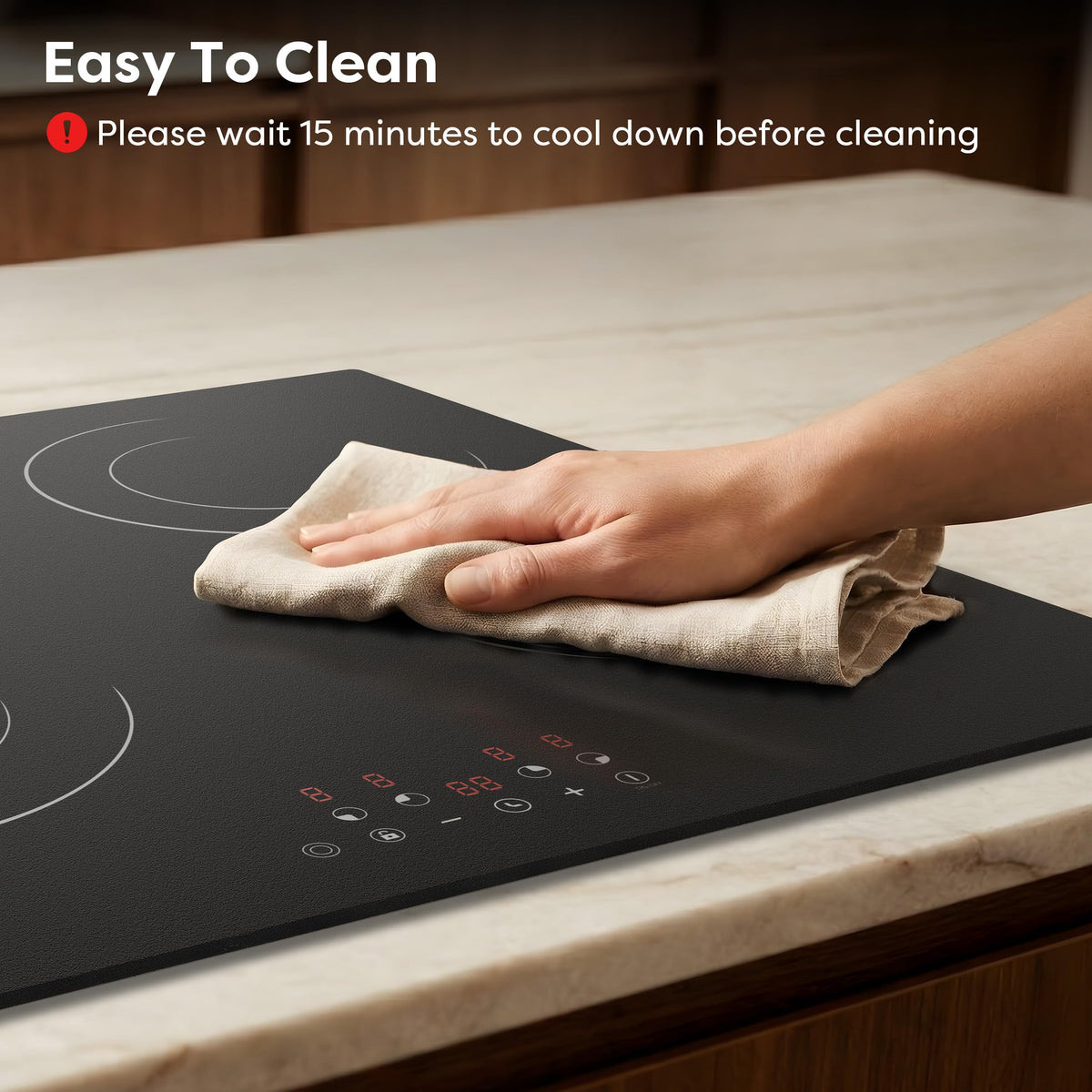 CDV 60cm Ceramic Hob 4 Zones 6400W Dual Ring Built-in Hardwired CDVER64B