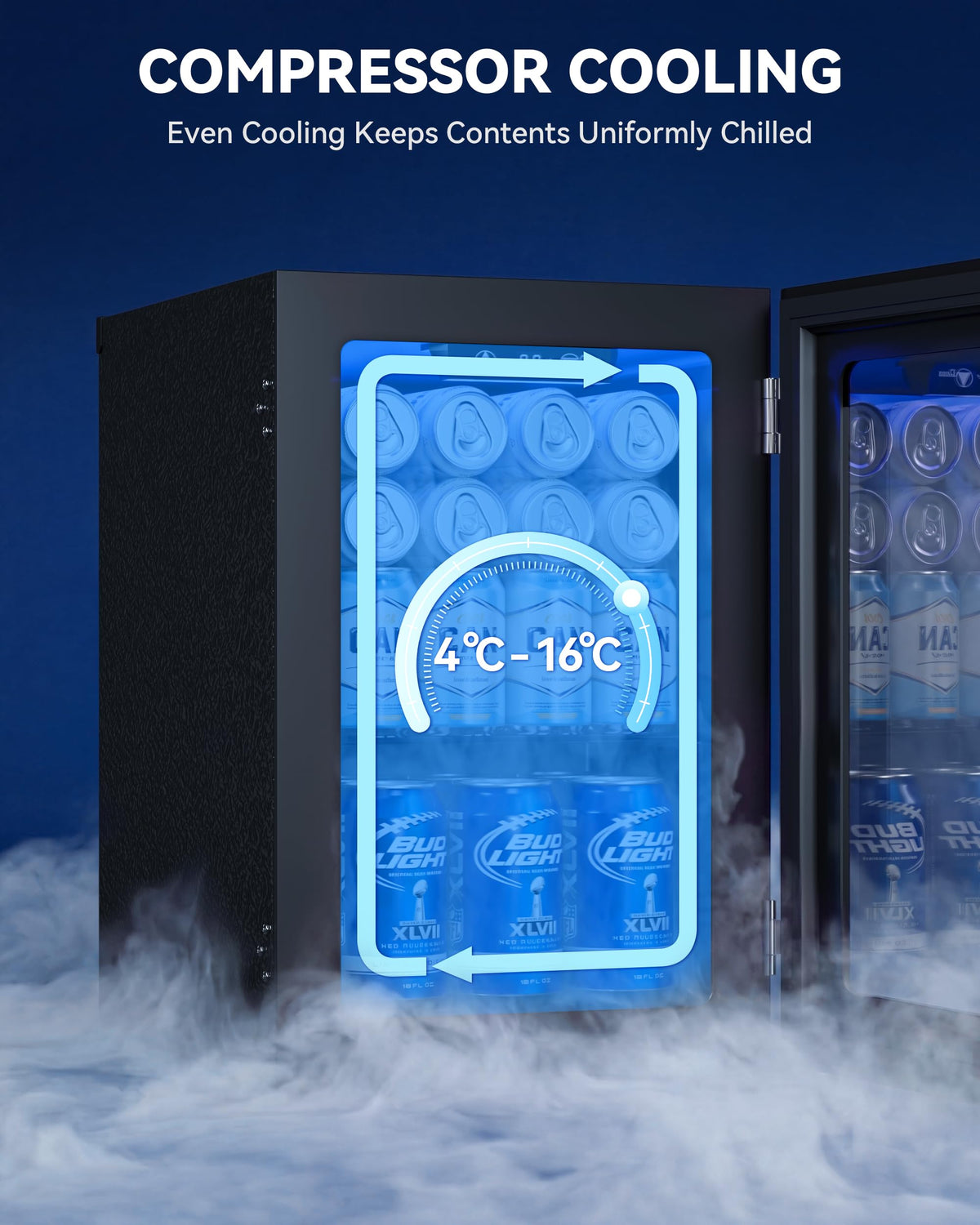 JUMMICO Compressor Beverage Cooler 36L 4-16°C Digital Display Black
