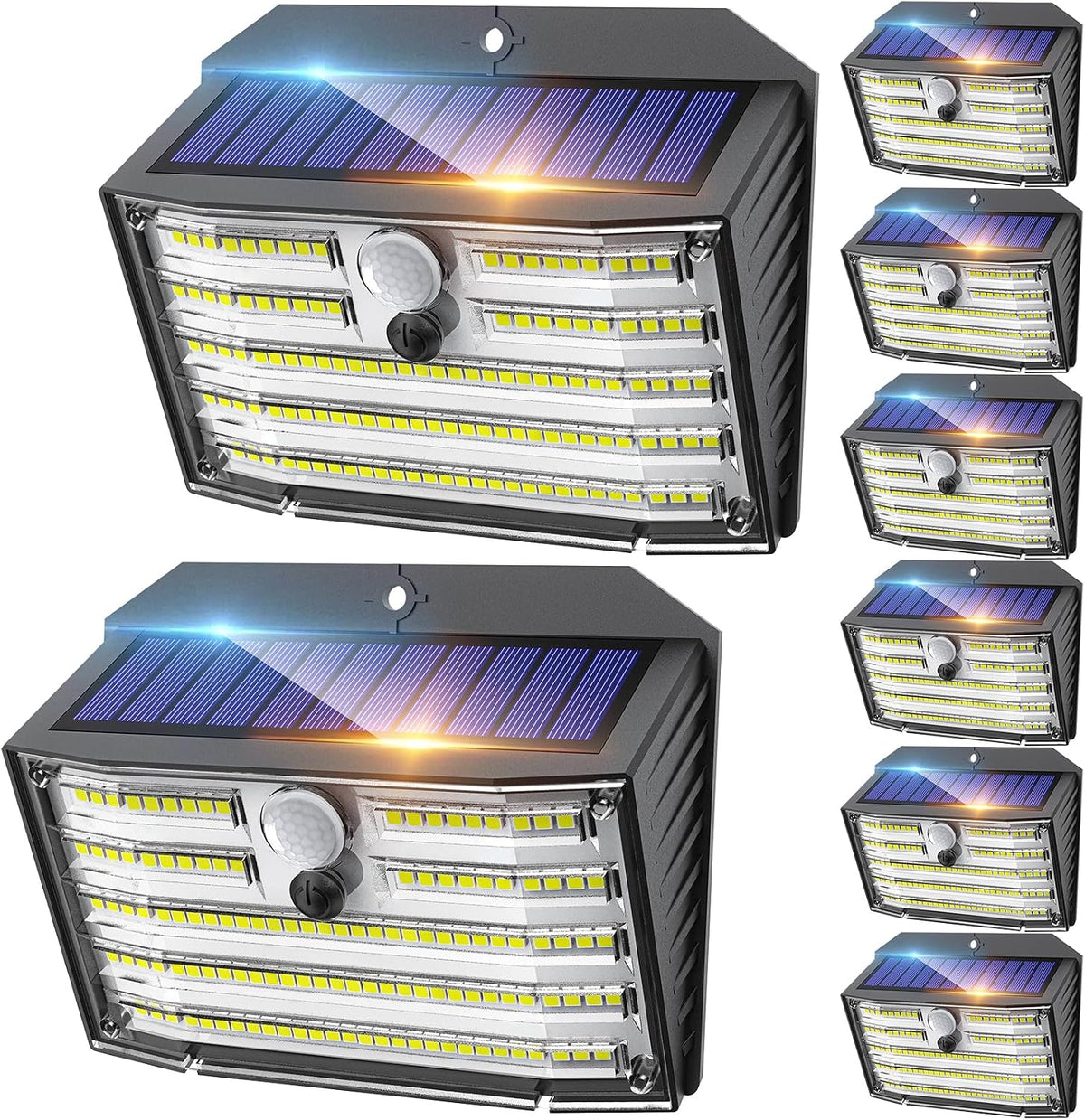 CLAONER Solar Lights Outdoor, Super Bright 126LED Solar Security Lights PIR Motion Sensor with 3 Lighting Modes, 270° Lighting Angle, Wireless IP65 Waterproof Wall Lights for Outside (6 Pack)
