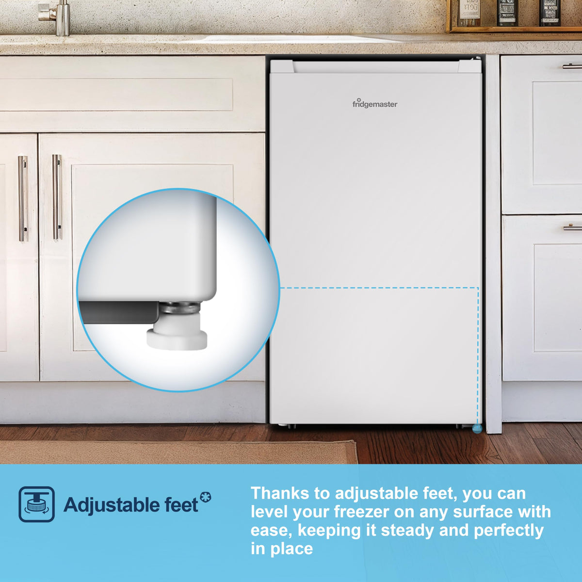 Fridgemaster 45L Table Top Mini Fridge MUR4545, 45cm Compact Refrigerator with Adjustable Thermostat, Reversible Door, 39dB Low Noise, White, Energy Class E