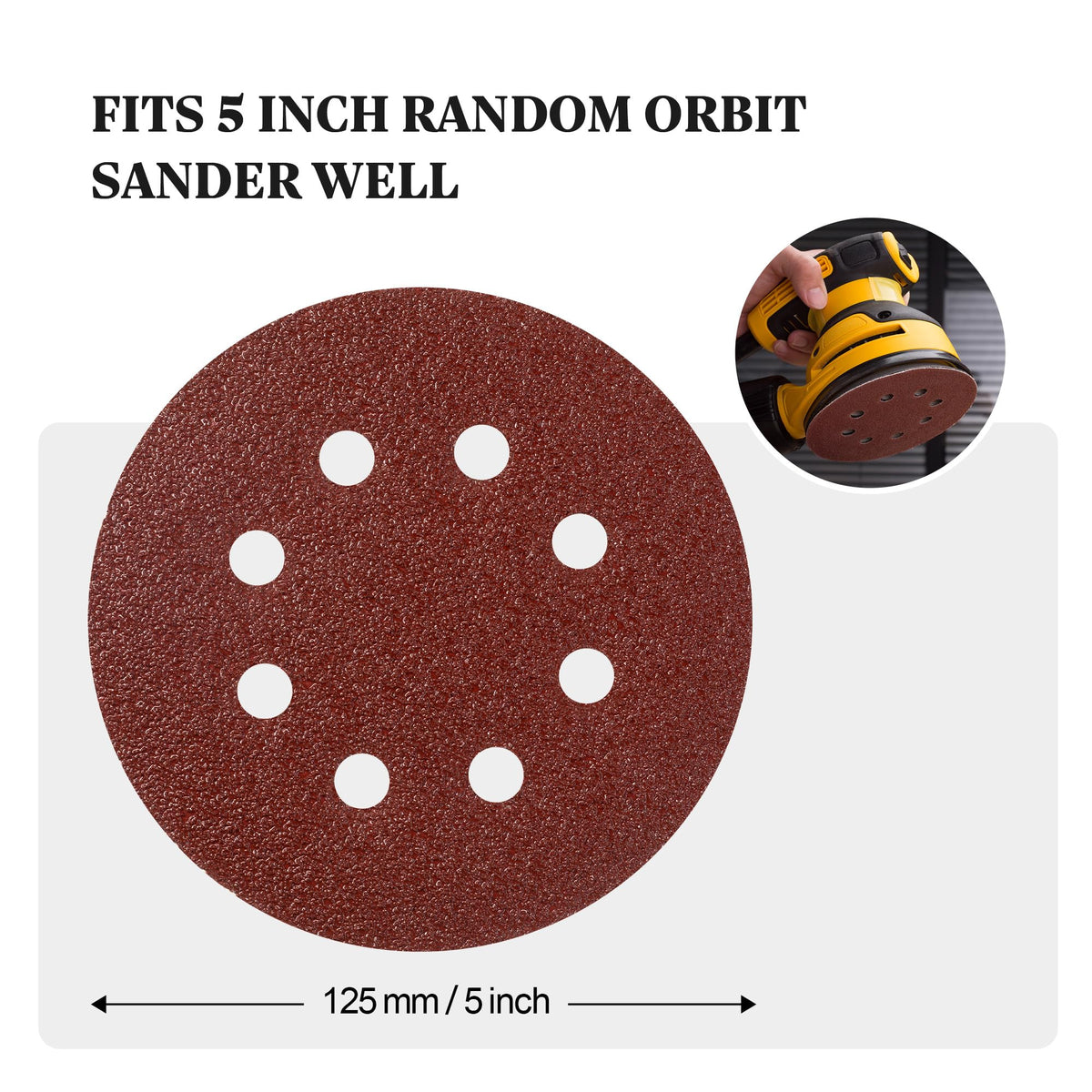 SATC Sanding Discs 150 Grit 110PCS Orbital Sander Discs 125mm Hook and Loop Round Orbital Sander Pads for Sanding