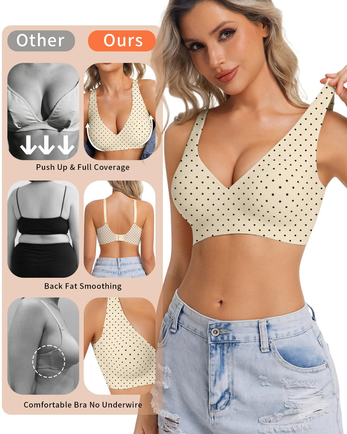HOWIN Jelly Bras Gel Wireless Deep V Bra Seamless Tshirt Bralette for Women