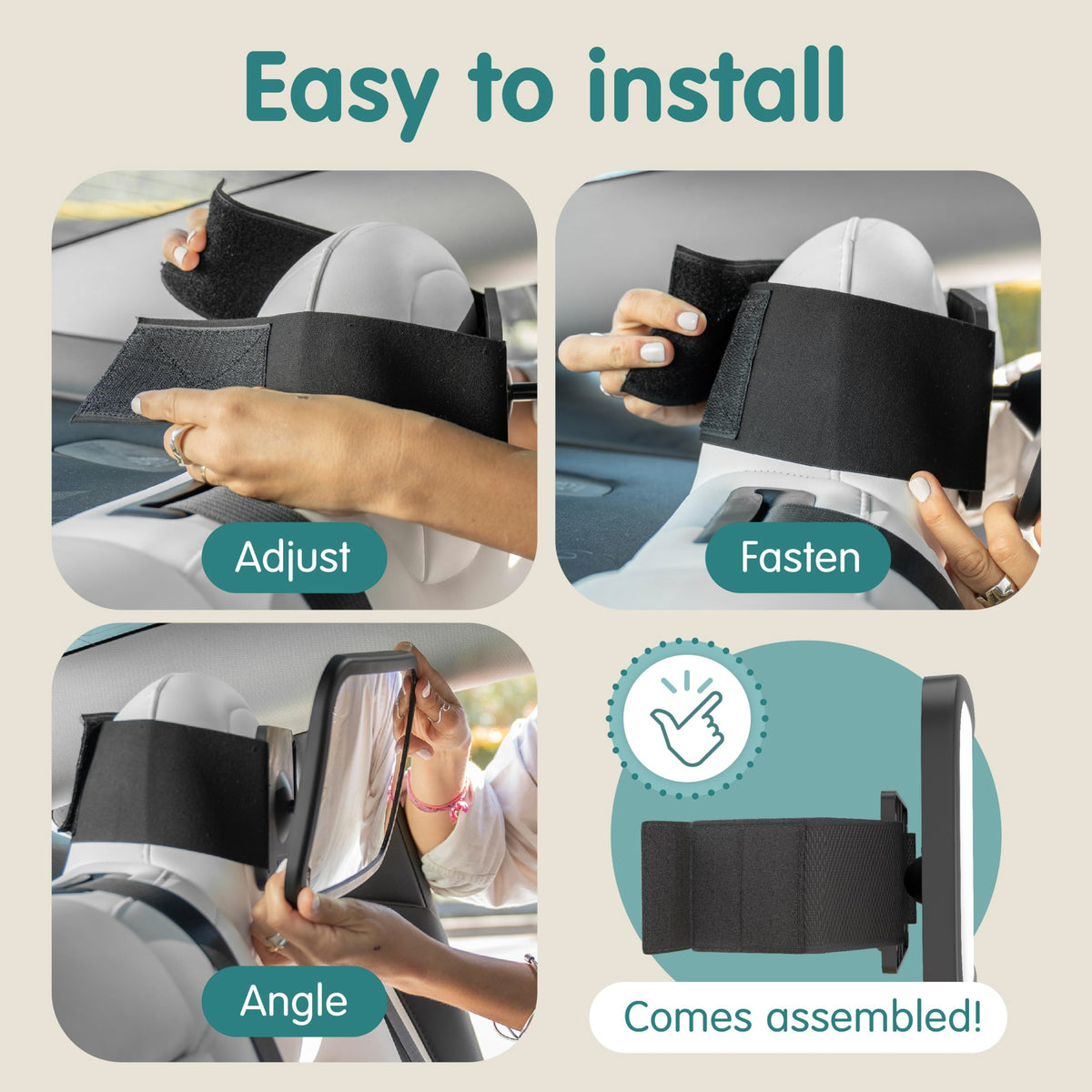 Onco Baby Car Mirror - Award-Winning, Shatterproof & Shakeproof [Black]