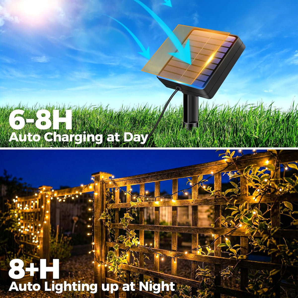 Solar Lights Outdoor Garden String, 6M/20FT 60 LED Solar Fairy Light