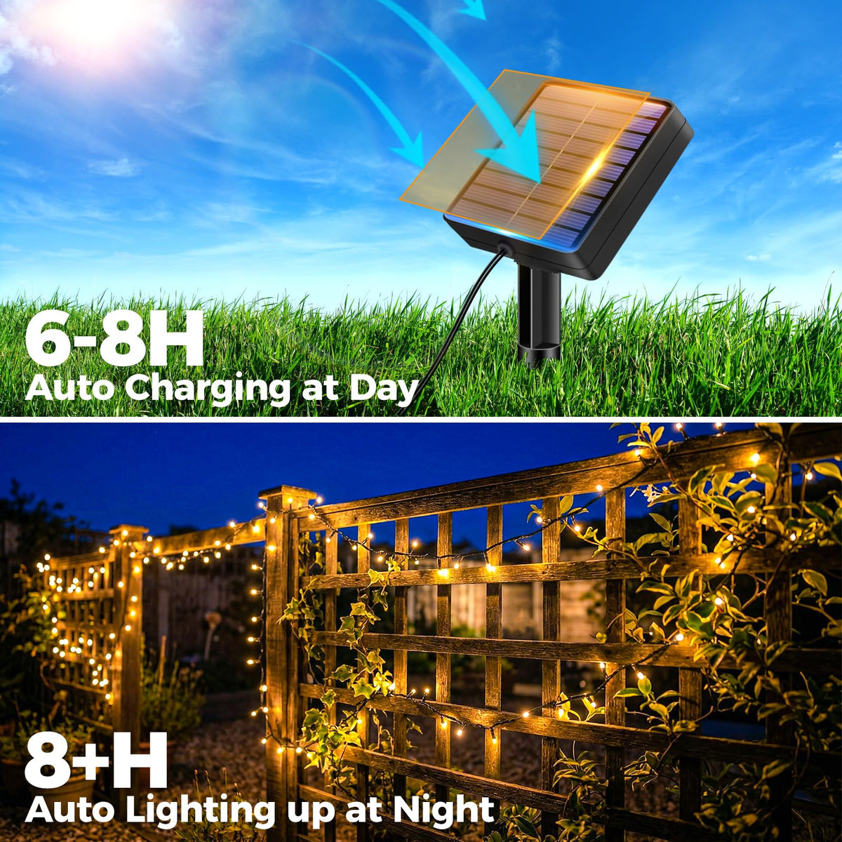 Solar Lights Outdoor Garden String, 6M/20FT 60 LED Solar Fairy Light