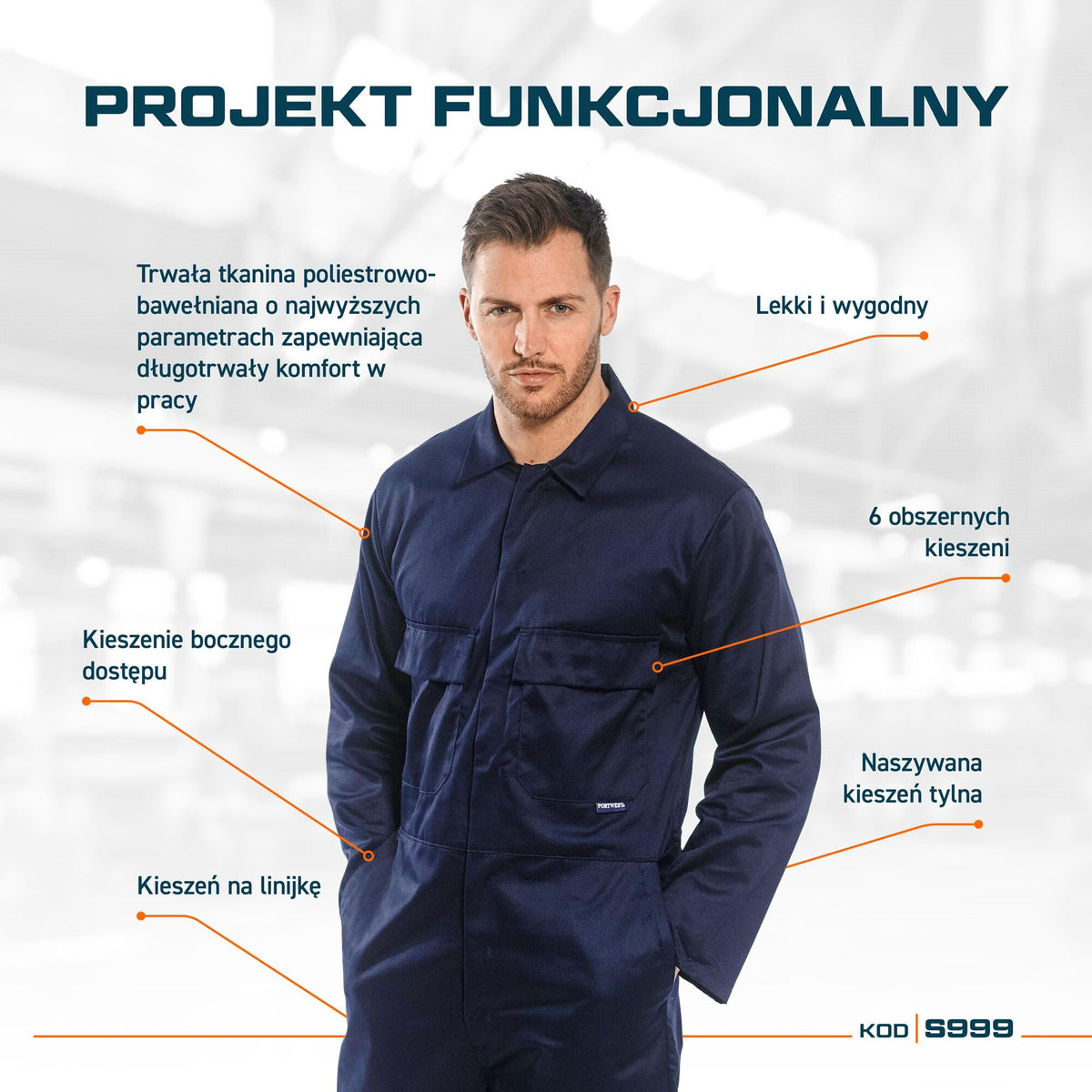 Portwest Euro Work Men's Polycotton Men's Polycotton Coverall