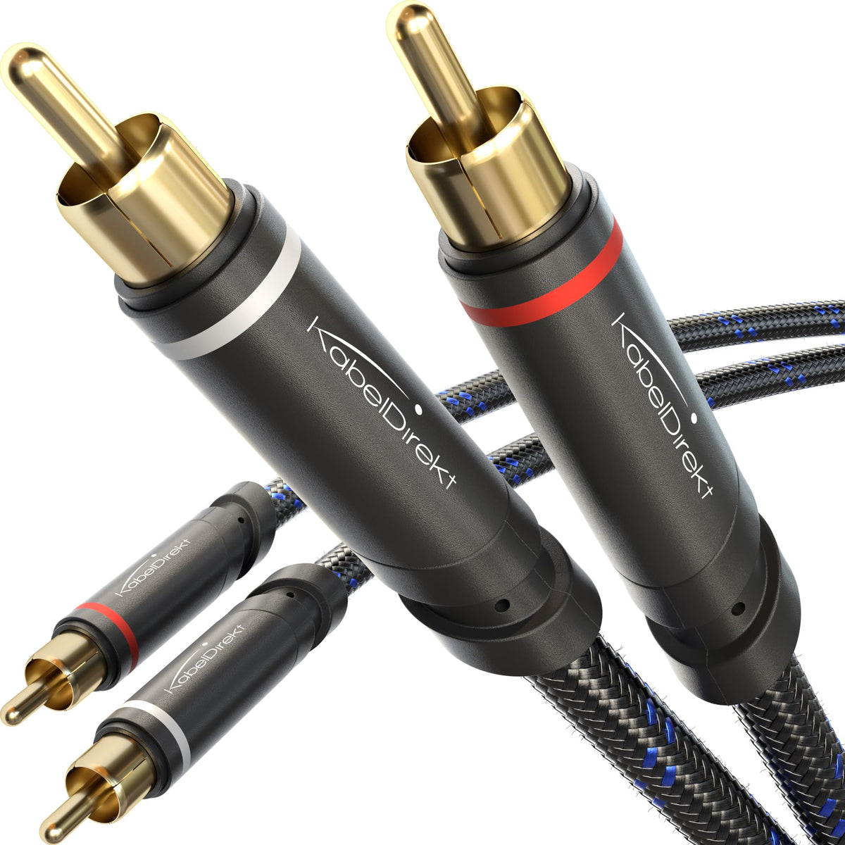 KabelDirekt – RCA cable – 4m – 2×2, braided