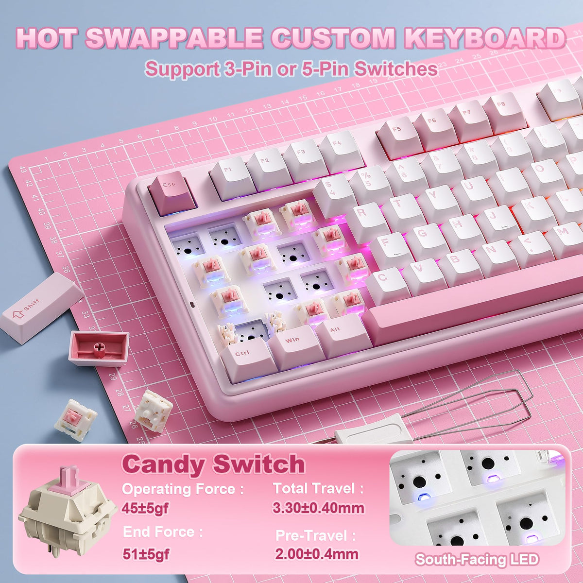 YUNZII B98 PRO 96% Wireless Mechanical Keyboard (Matcha Green, Candy Switch)
