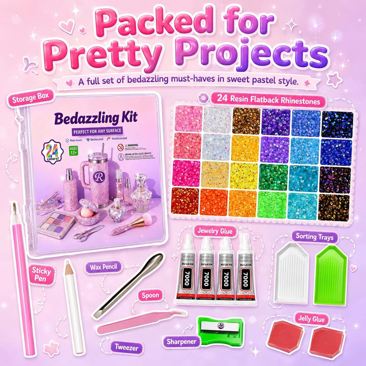Fournine 4mm 20000Pcs Bedazzling Kit with Rhinestones