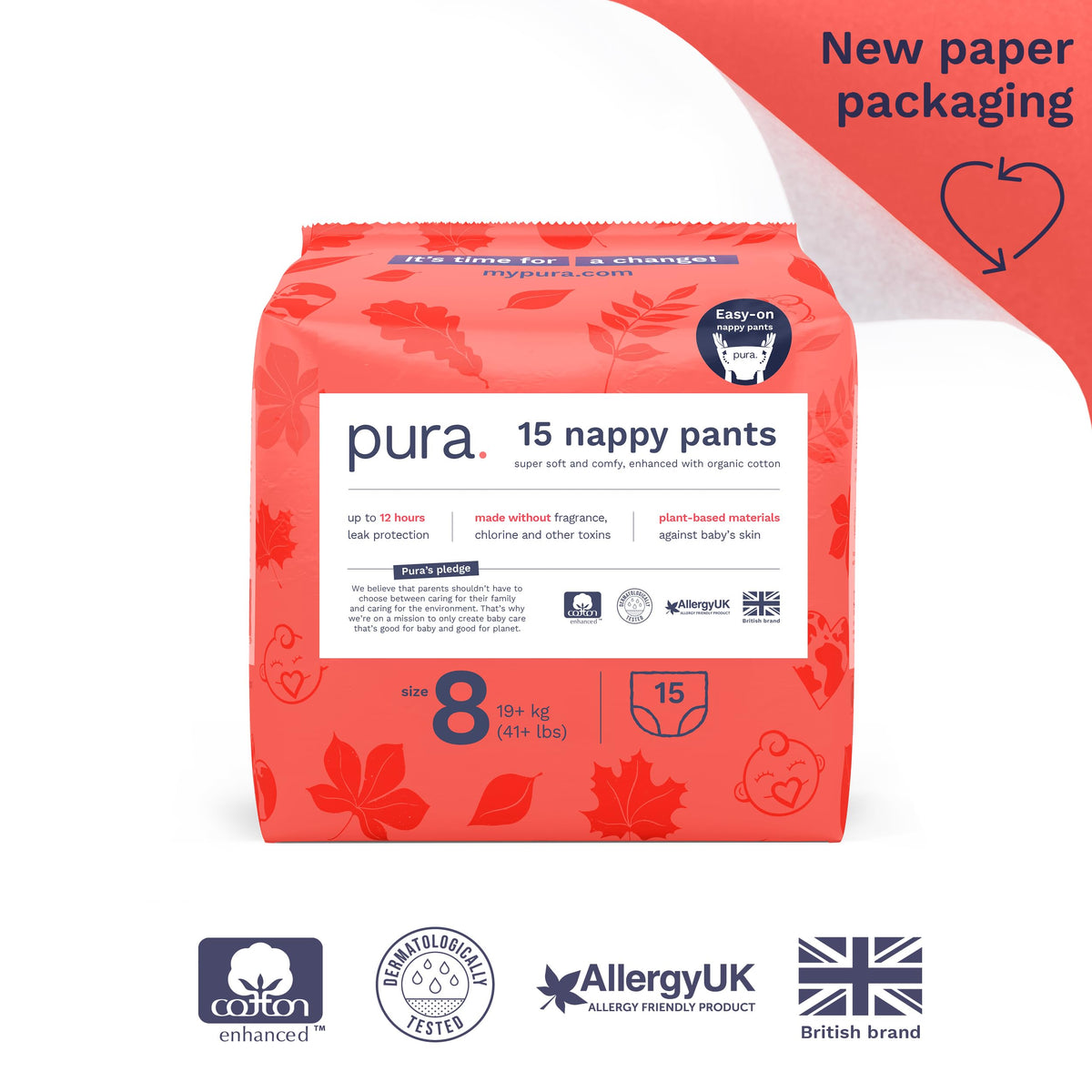Pura Nappy Pants Size 9 (22kg+) 45 Count Sensitive Skin