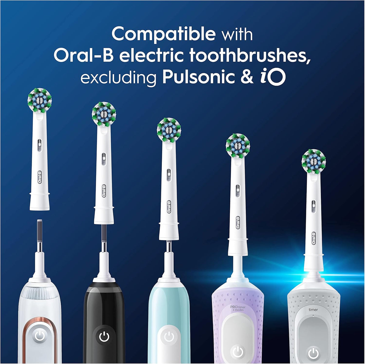 Oral-B Pro Cross Action Electric Toothbrush Heads, 4 Count, White