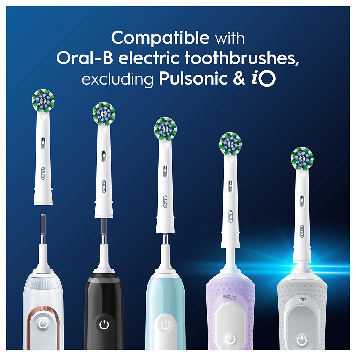 Oral-B Pro Cross Action Electric Toothbrush Heads, 4 Count, White