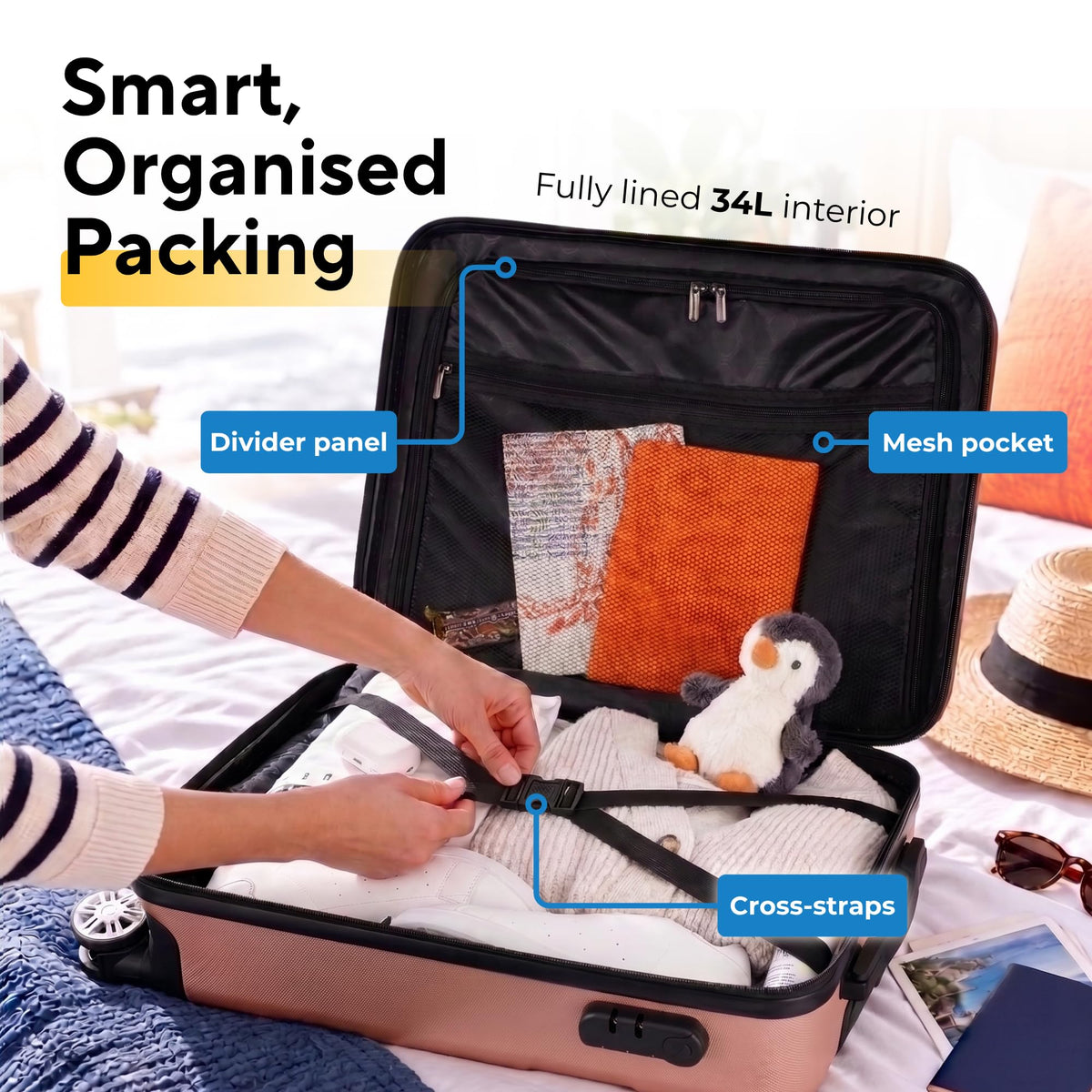 WORLD EXPLORER Cabin Suitcase 55x40x20cm, 34L Carry-On Cabin Bag, Dark Grey
